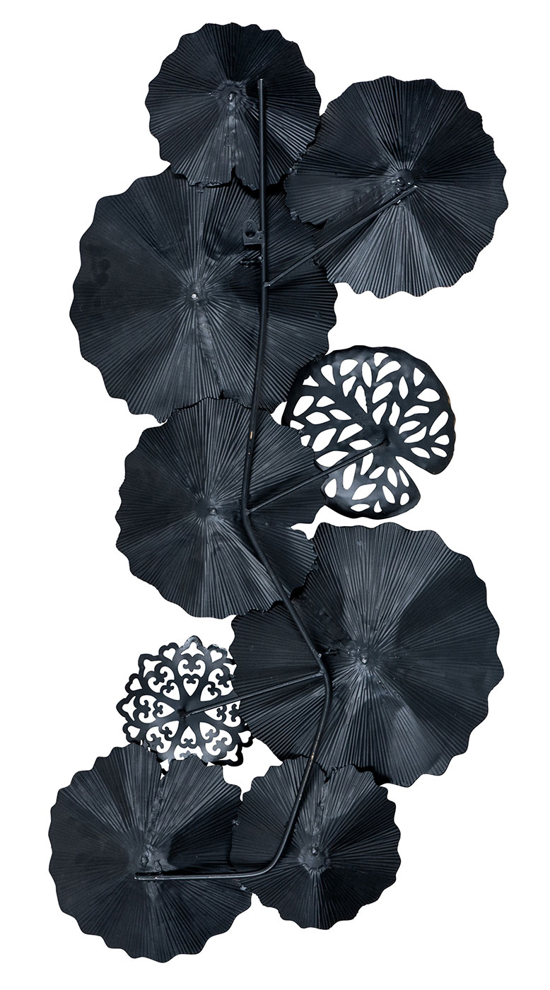 3D Wandbild 47x98cm Ringe Kreise Metall Blau Schwarz Deko Teller Wanddeko Design