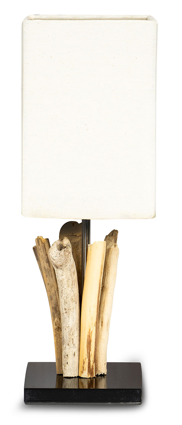 Tischlampe Höhe 41cm Treibholz Tischleuchte Holz Lampe Teakholz Deko Tischdeko