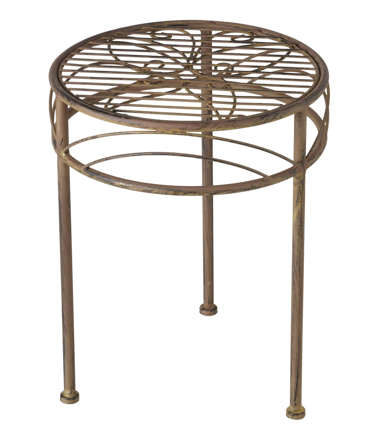 3er Set Blumenhocker Metall Rost Pflanzenständer Braun Rund Tisch Garten Deko