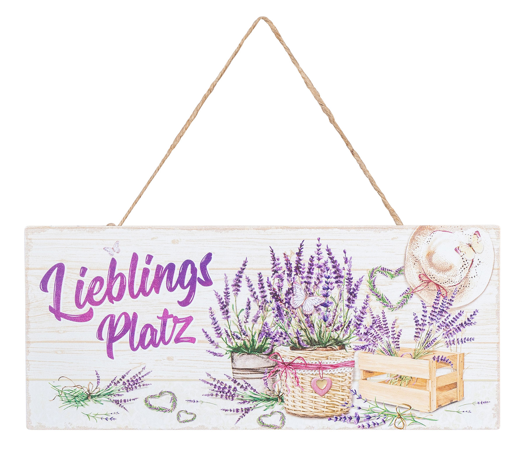Metallschild Lieblingsplatz L30cm Lavendel Violett Wandbild Wanddeko Türschild