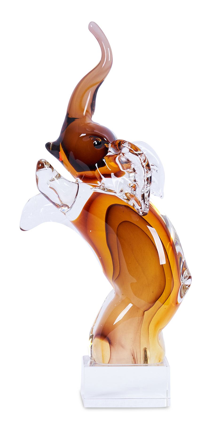 Designer Skulptur Elefant H36cm Glas Glasdeko Rot Orange Deko Unikat Geschenk