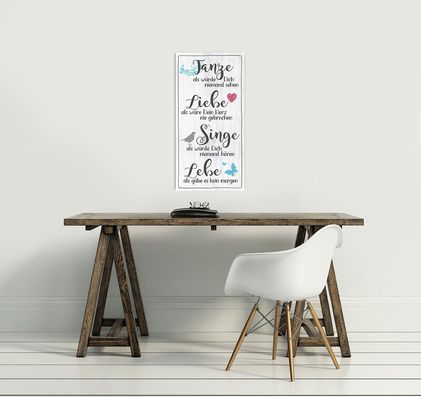 Wandbild 20x40cm Tanze Liebe Singe Lebe Spruch Wandschild Wanddeko Bild Schild