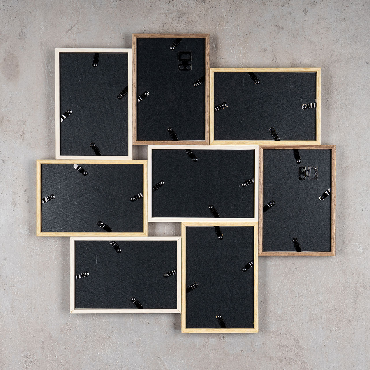 Bilderrahmen Collage B x H 44x44cm 8 Fotos 10x15cm Natur Eiche Holz Glas Galerie