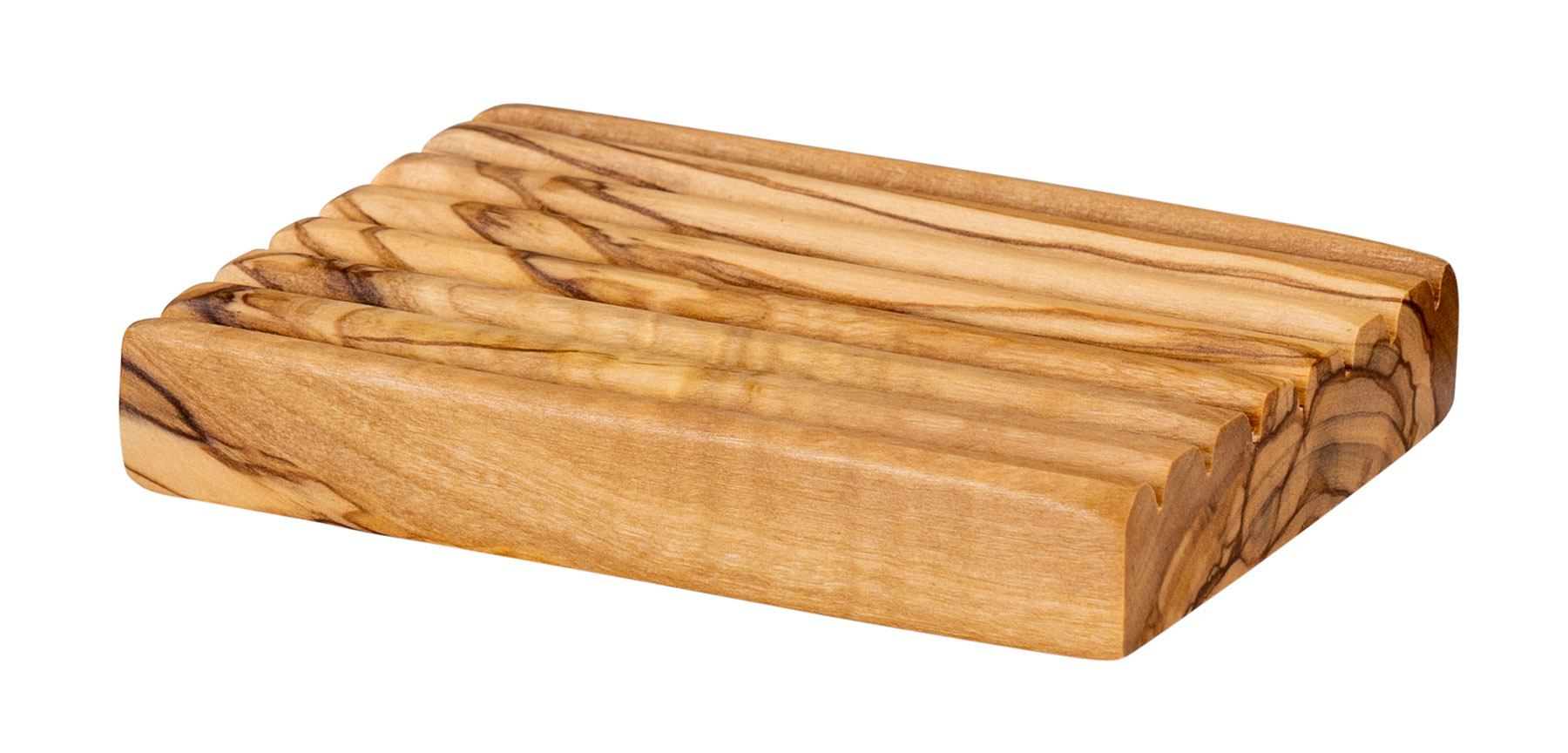 Olivenholz-Seifenschale ca.12x8cm Geriffelt Seifenhalter Badzubehör Holz Natur Unikat