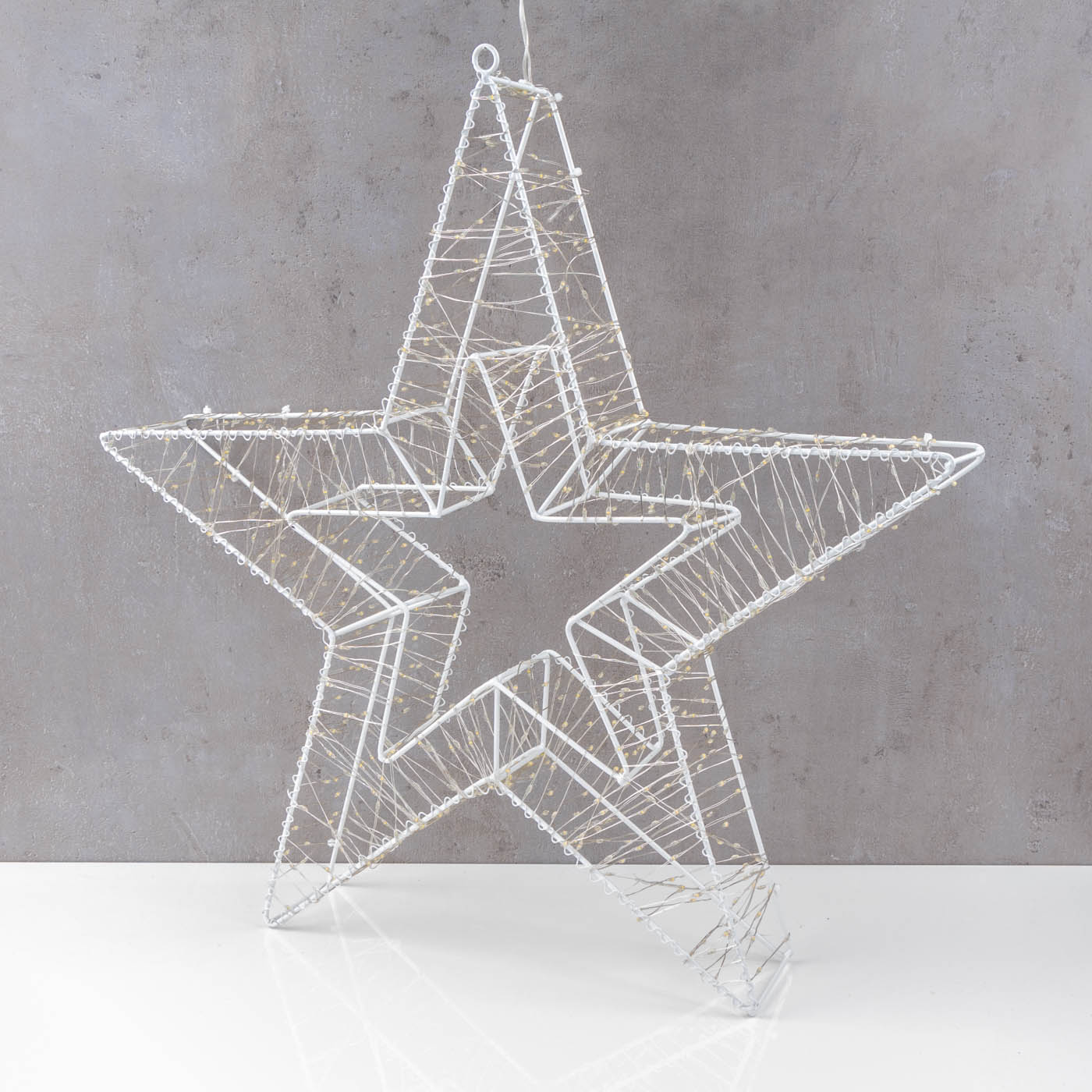 LED Drahtstern 50cm Stern Weiß Metall Weihnachtsdeko Outdoor Leuchtstern Deko