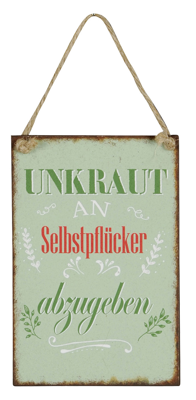 3er Set Blechschilder H15cm Sprüche Garten Unkraut Wandbild Wanddeko Deko Schild