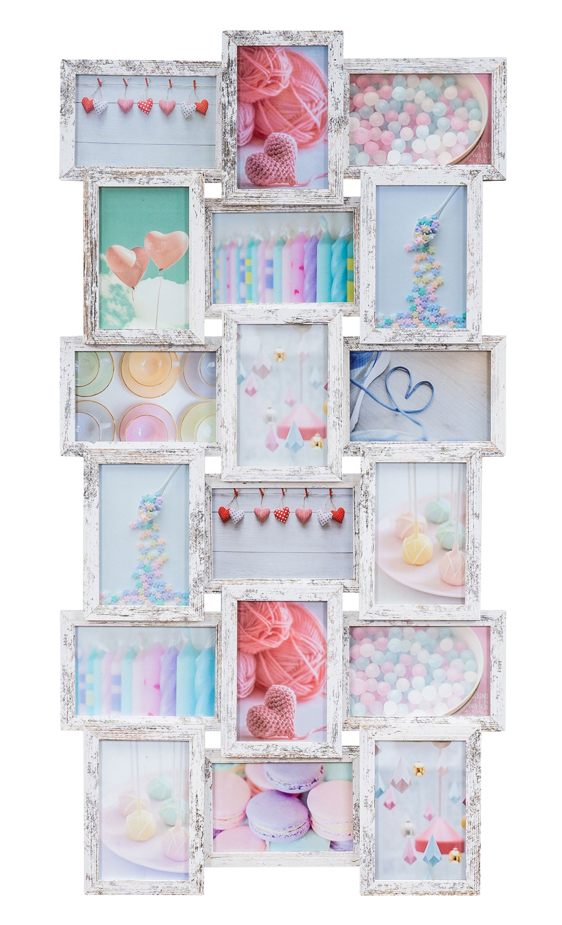 Bilderrahmen Collage 44x85cm 18 Fotos 10x15 Shabby Chic MDF Holz Fotorahmen