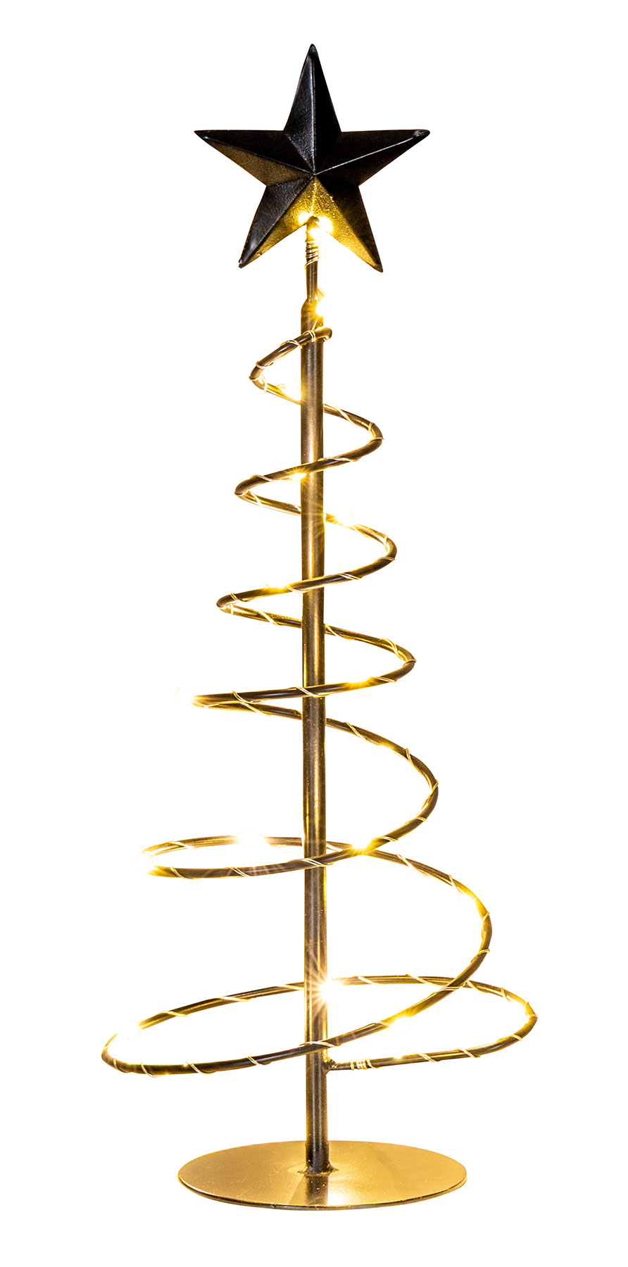 LED Metall Weihnachtsbaum H39cm Schwarz Spirale Weihnachtsdeko Beleuchtung Deko