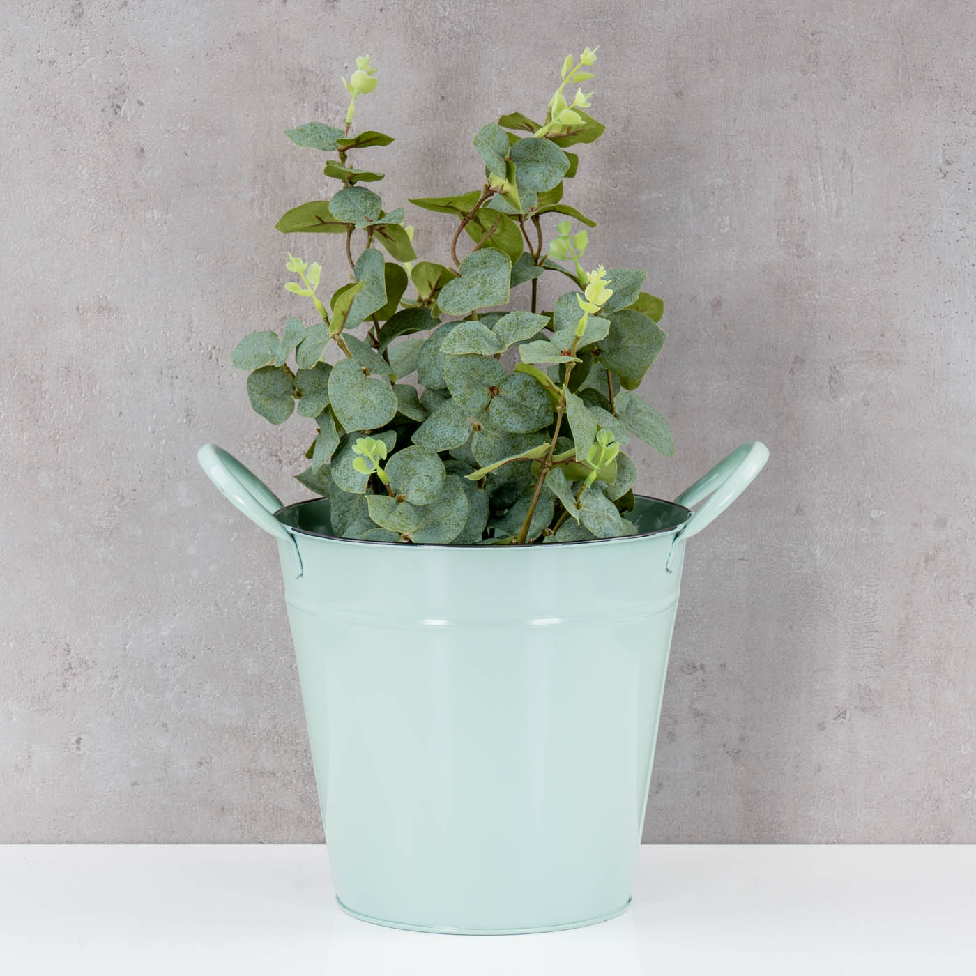 Pflanztopf Metall Eimer 18cm Grün Blumentopf Pflanzkübel Garten Deko Blumenkübel
