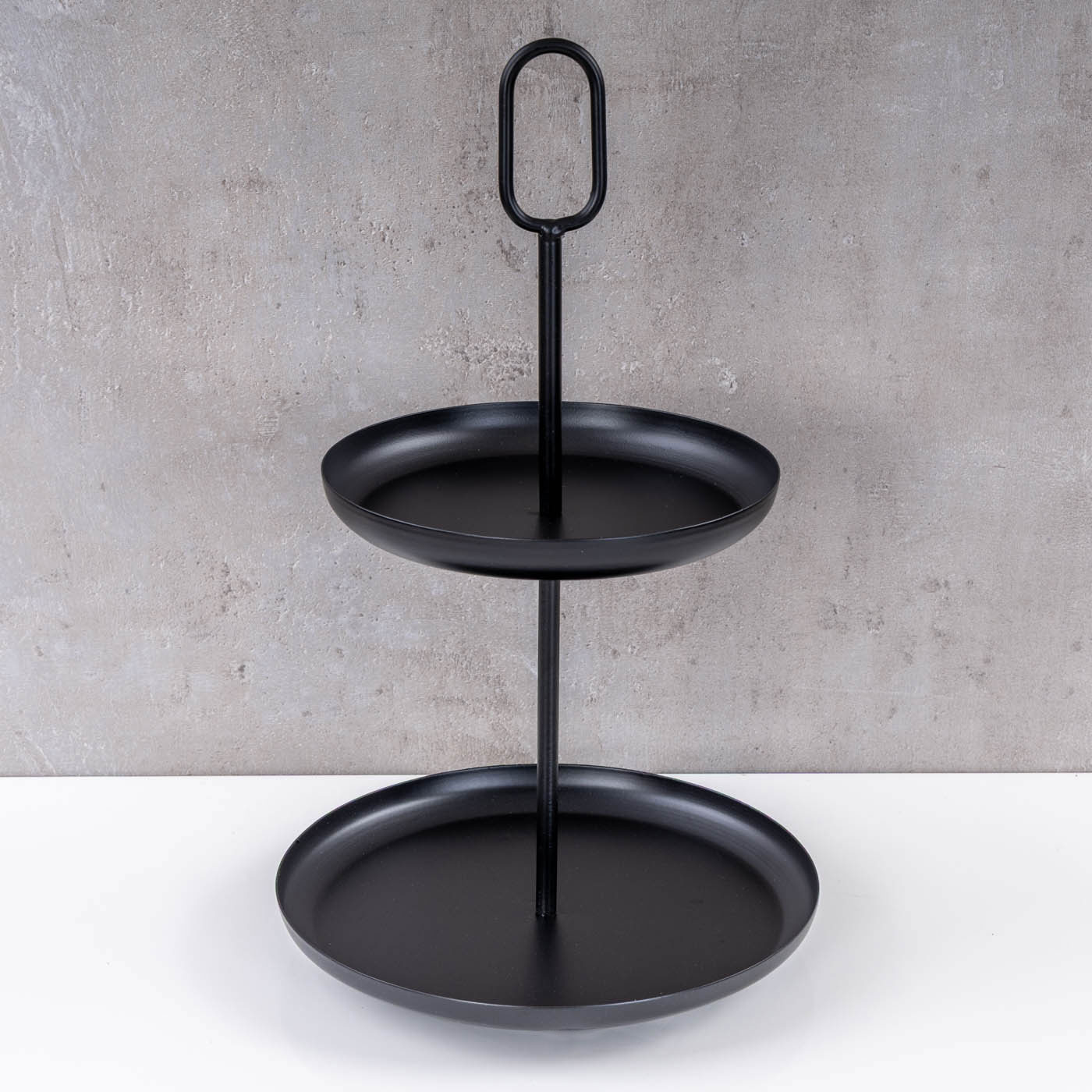Etagere 2 Ebenen H34cm Metall Schwarz Servierplatte Kuchenplatte Obstschale Deko