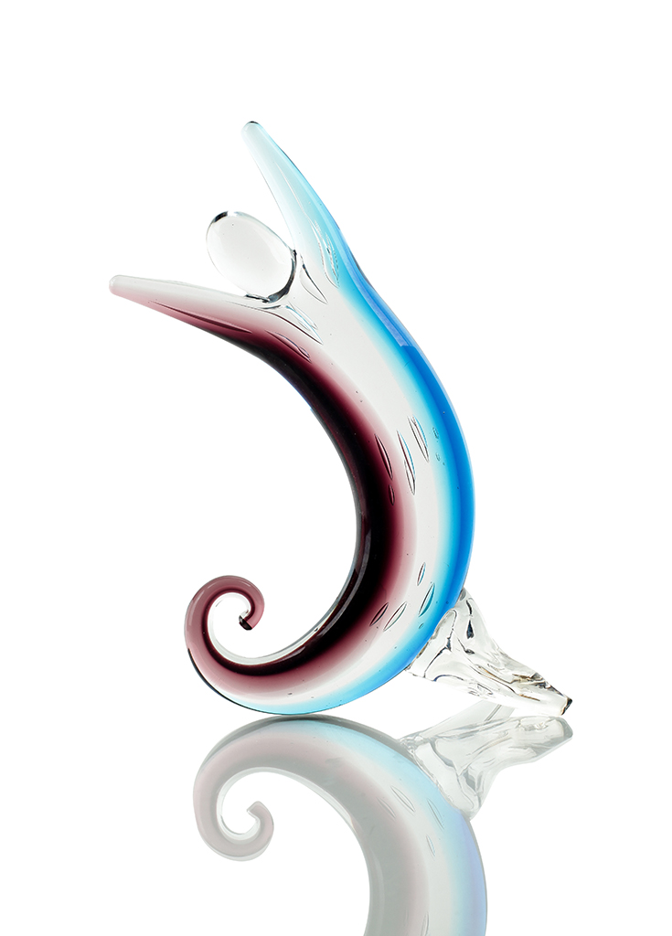 Hochwertige Glas-Skulptur Design Figur 26x16cm mit Glassockel Unikat