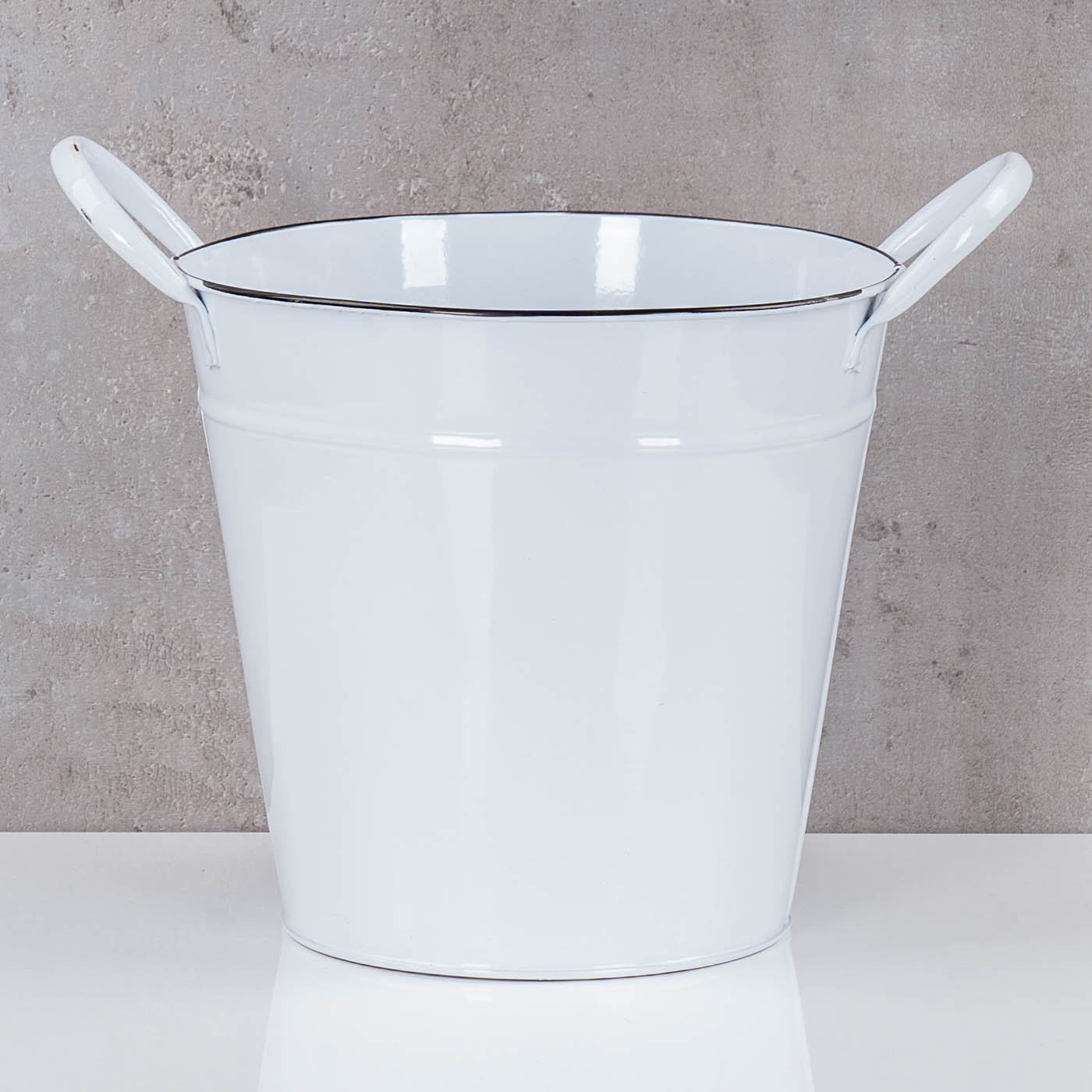 Pflanztopf Metall Eimer 18cm Weiß Blumentopf Pflanzkübel Garten Deko Blumenkübel