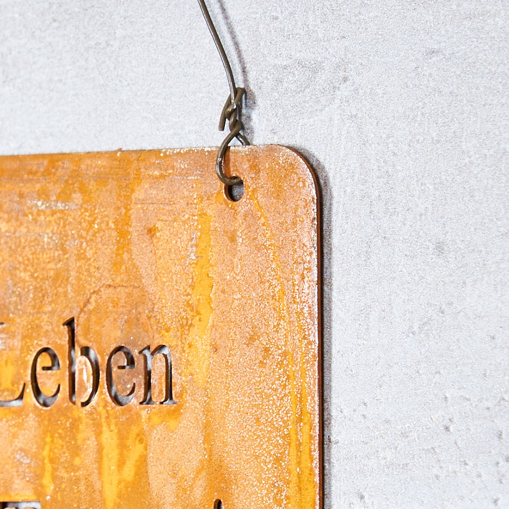 3er Set Wandbilder Sprüche 18x8cm Schilder Garten-Deko Türschild Edelrost Braun