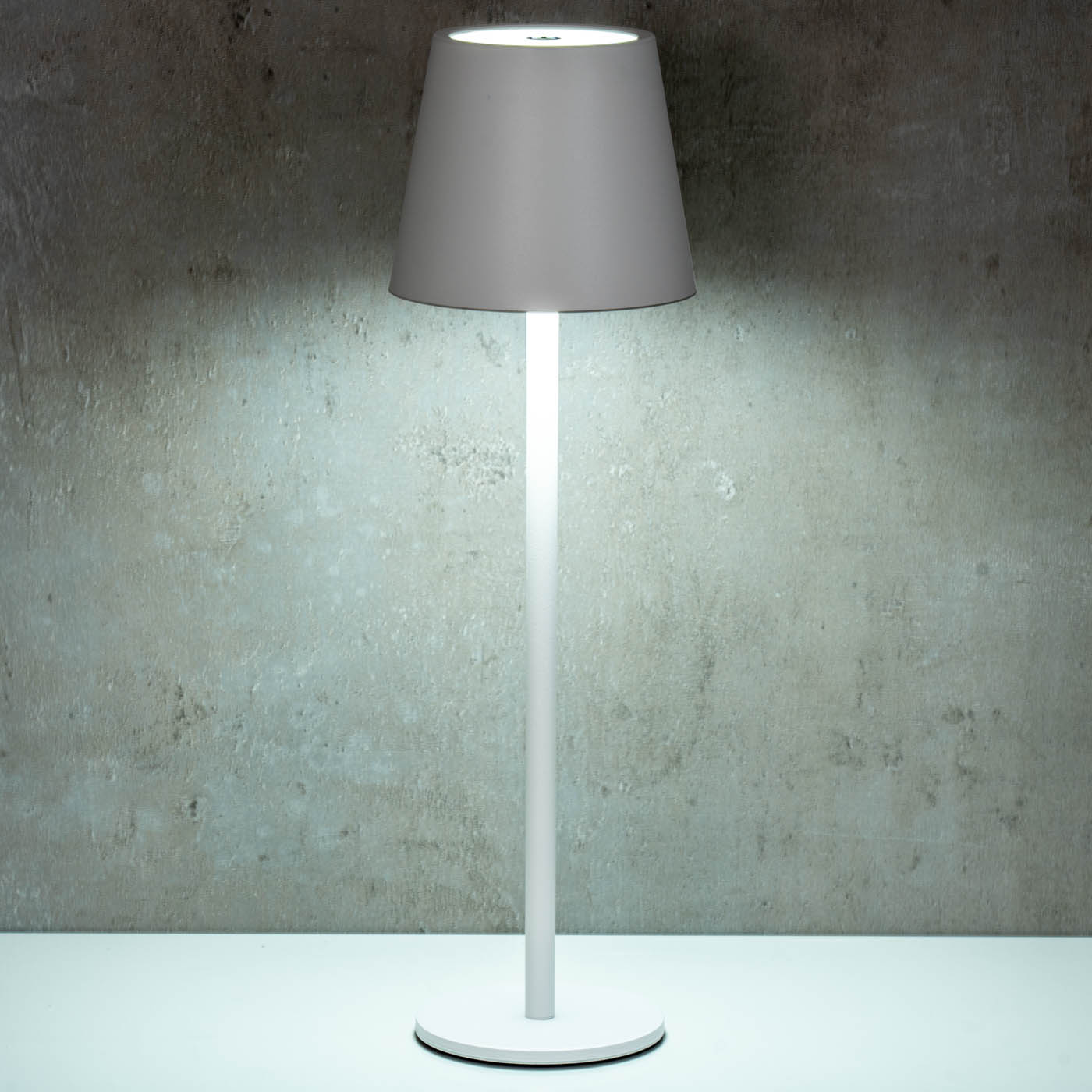LED Tischlampe H38cm Weiß Metall Kabellos Nachttischlampe Leuchte Dimmbar Deko