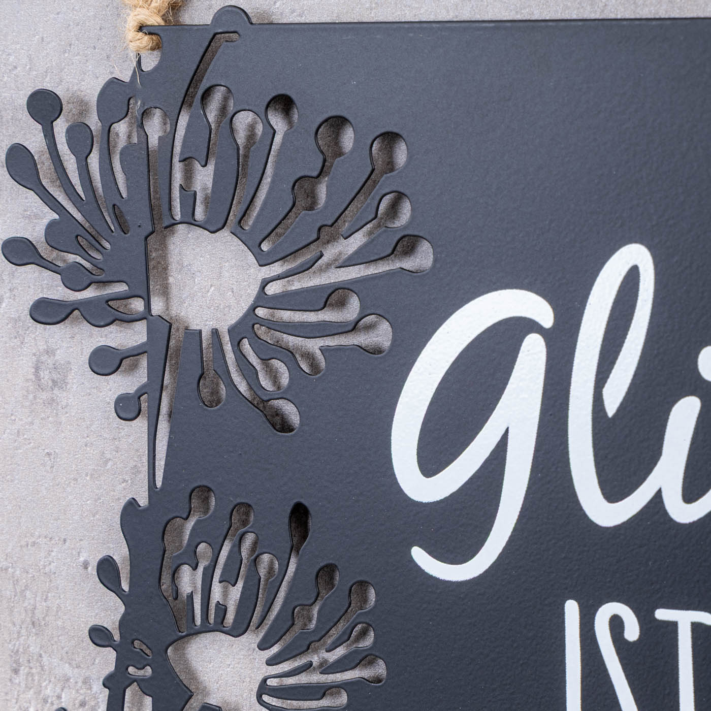 Wandbild Metall Glück Schwarz Spruch Blumen Wanddeko Metallschild Jute Wohndeko