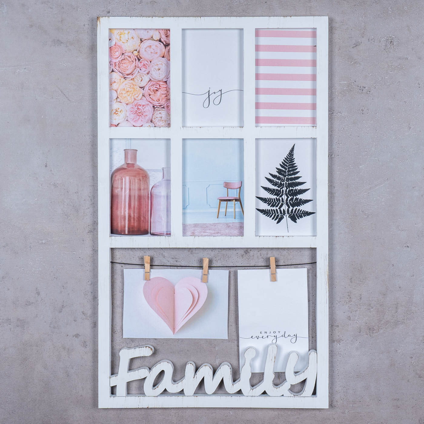 Family Bilderrahmen 6 Fotos 10x15 Fotogalerie Shabby Chic Vintage Weiß Fotorahmen