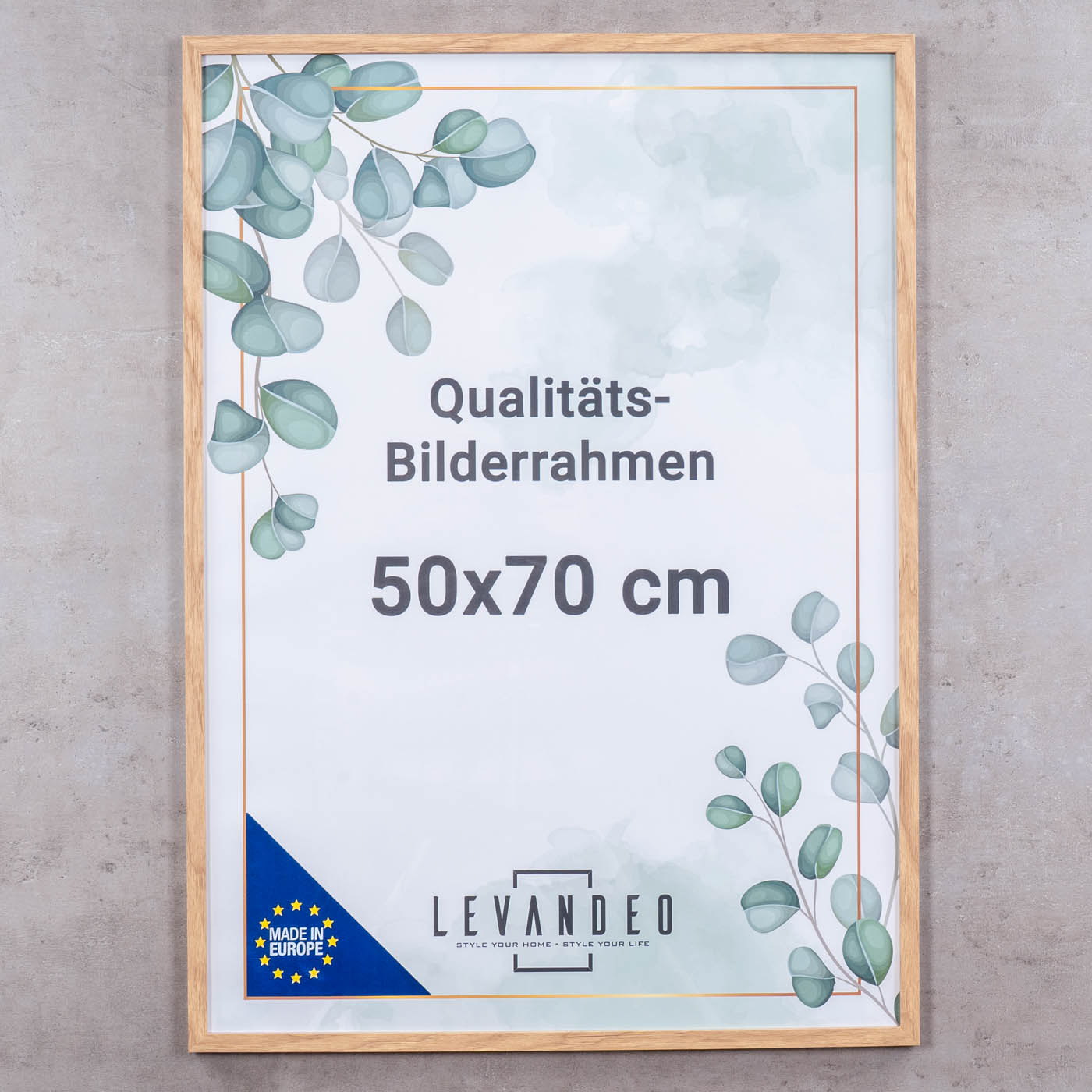 Posterrahmen Natur Eiche Optik 50x70 Made in EU Bilderrahmen Portrait Fotorahmen