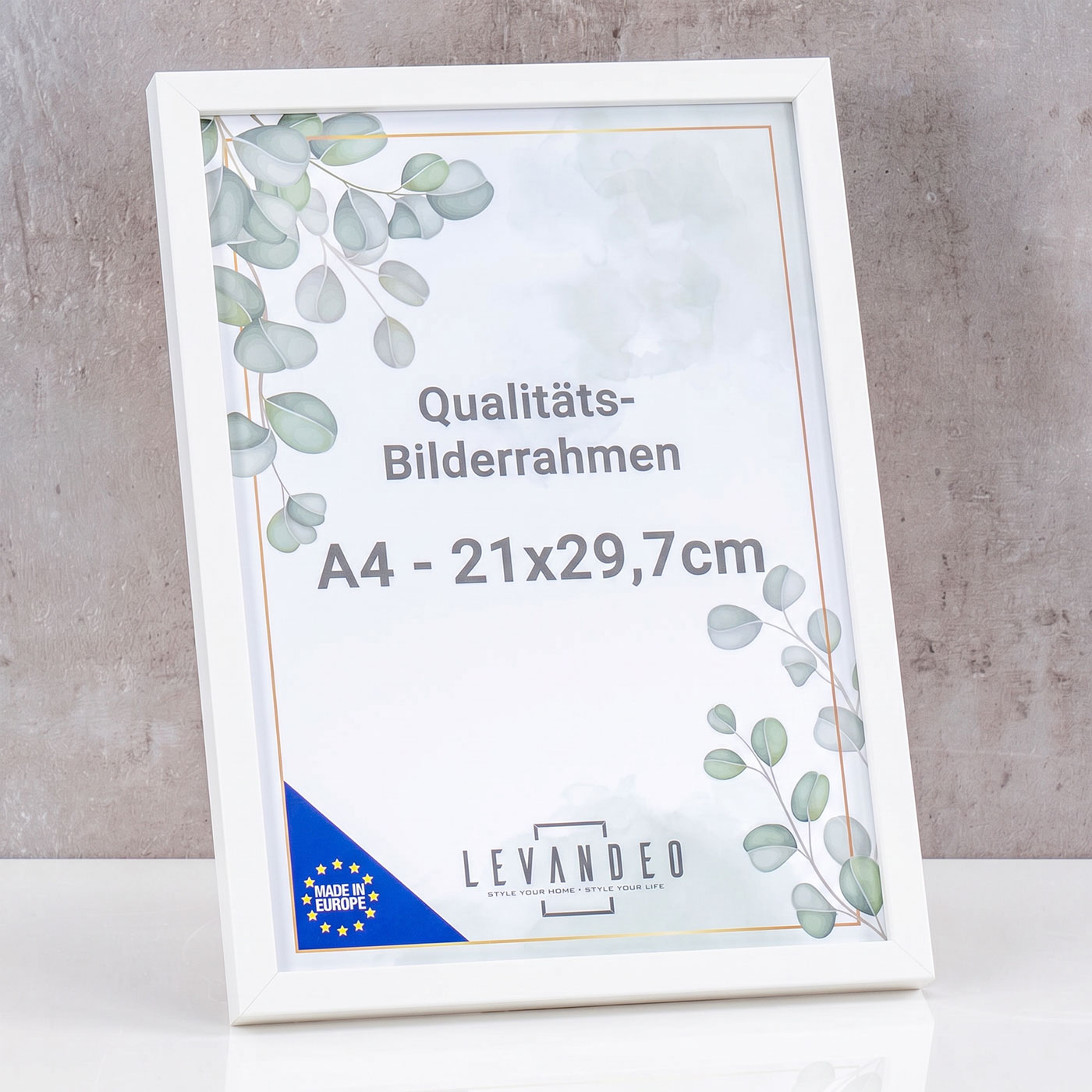Bilderrahmen A4 Weiß 21x29,7 Made in EU Fotorahmen Poster Urkunde Zeugnis Aufsteller