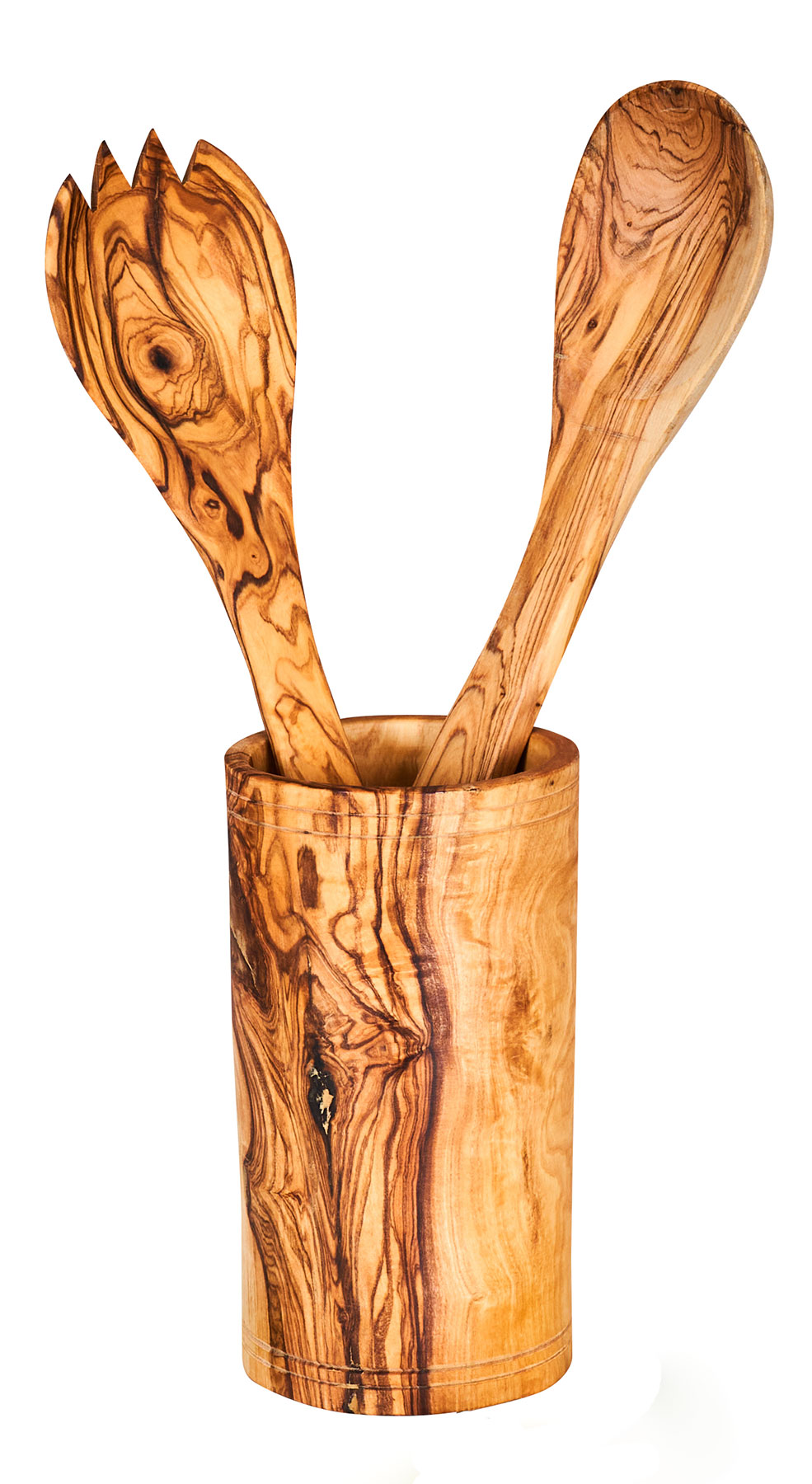 Utensilienhalter Olivenholz H16cm Besteckhalter Küchenhelfer Natur Holz Deko Unikat