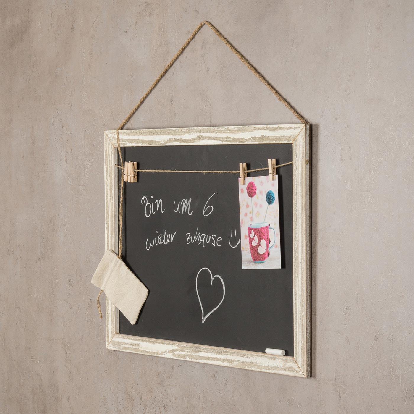 Rechteckige Memotafel 50x40cm Kreide-Tafel Holz Vintage Shabby Chic