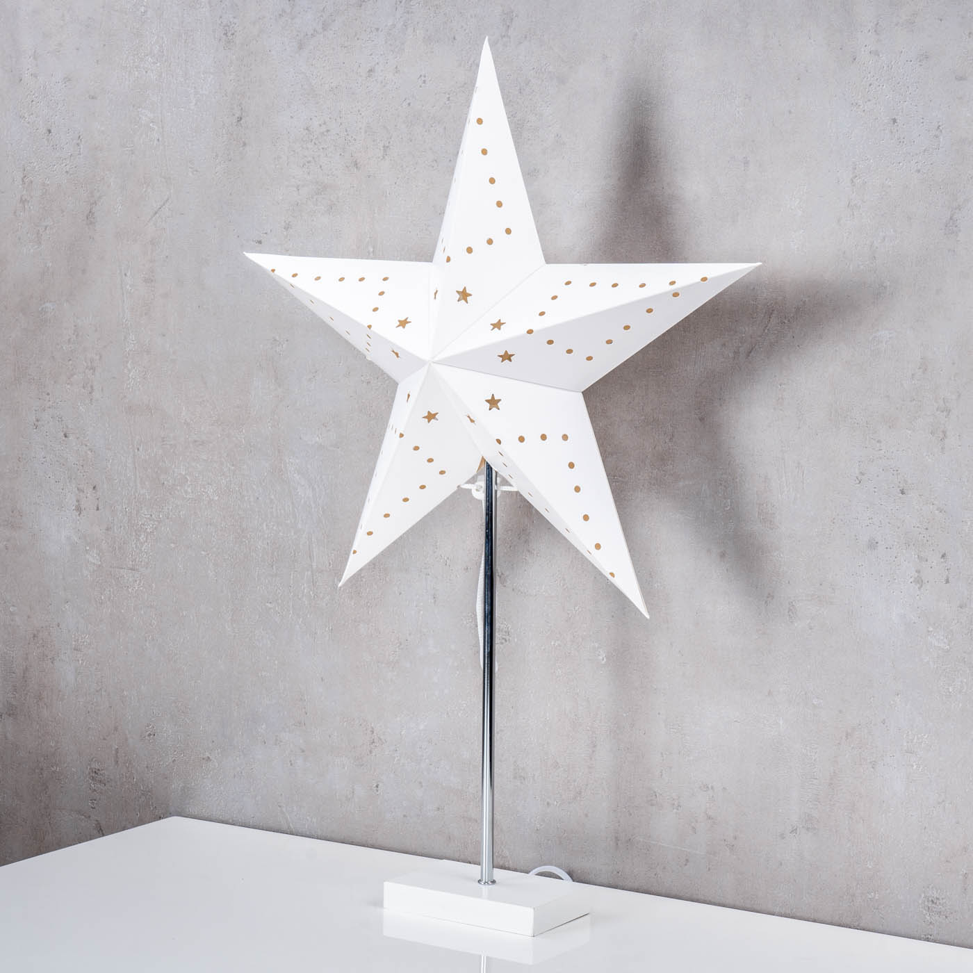 LED Stern Weiß H60cm mit Standfuß Weihnachten Leuchtstern Tischdeko Weihnachtsdeko