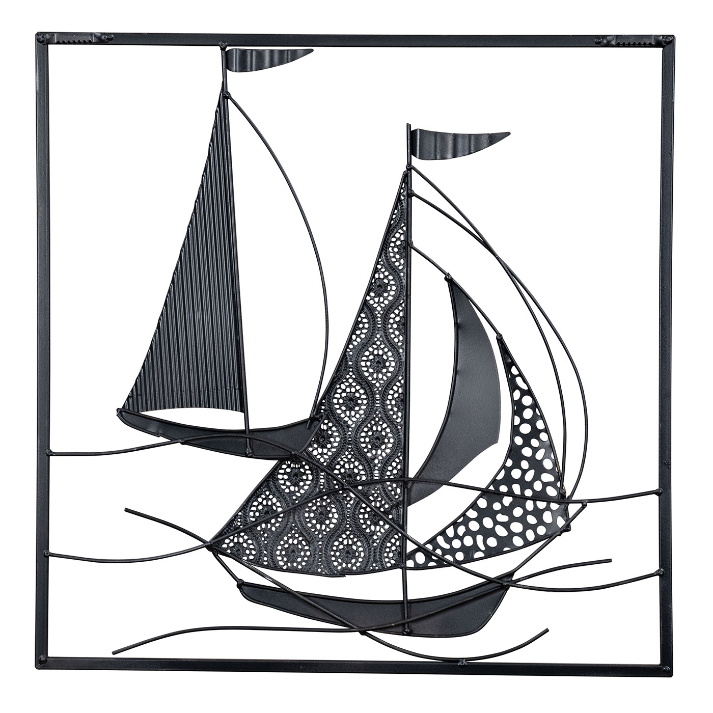 Metallbild 50x50cm Segelboot Wandbild Blau Grau Weiß Maritim Wanddeko Metalldeko