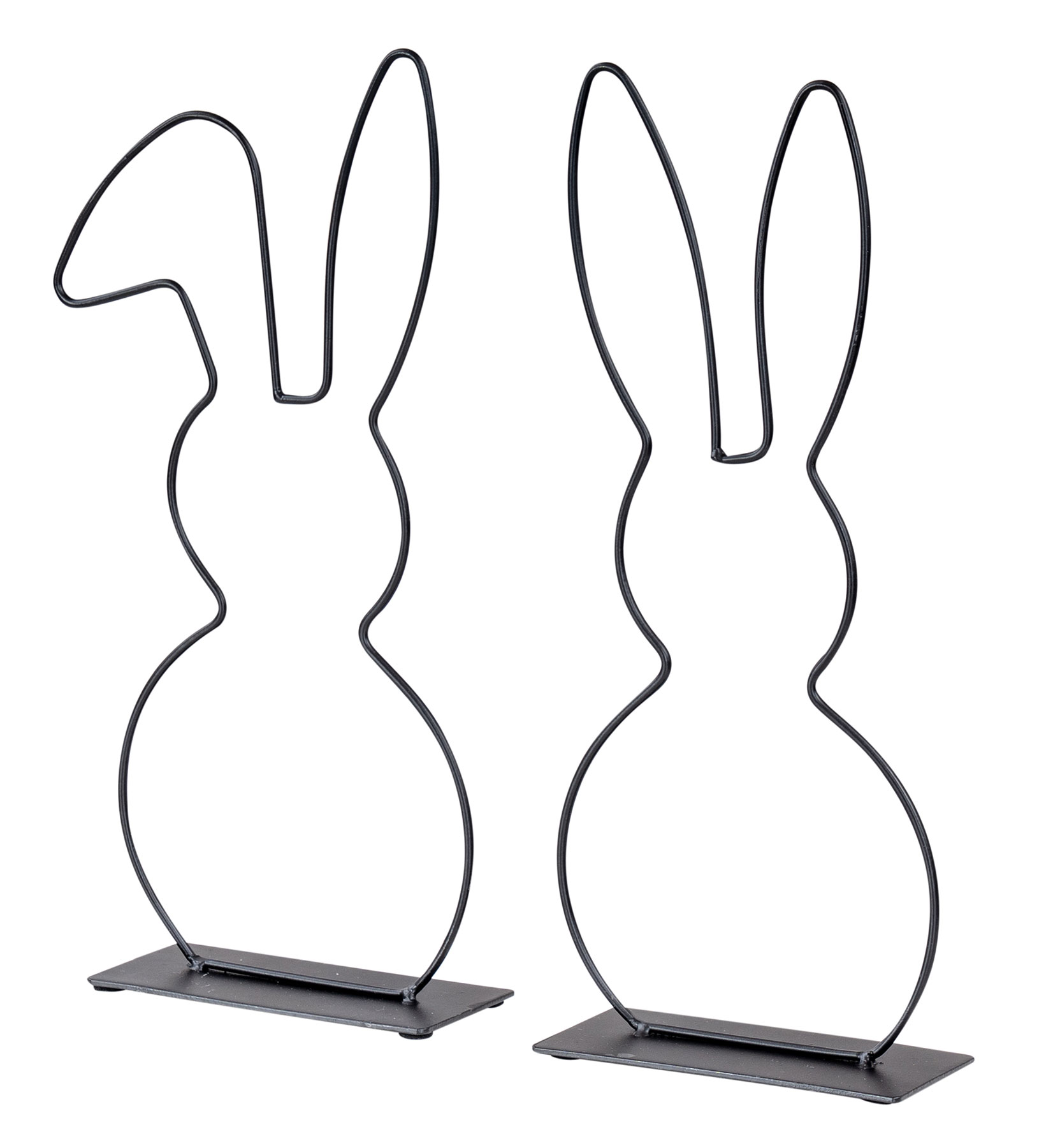 2er Set Aufsteller Hase Metall H30cm Schwarz Osterdeko Tischdeko Frühlingsdeko