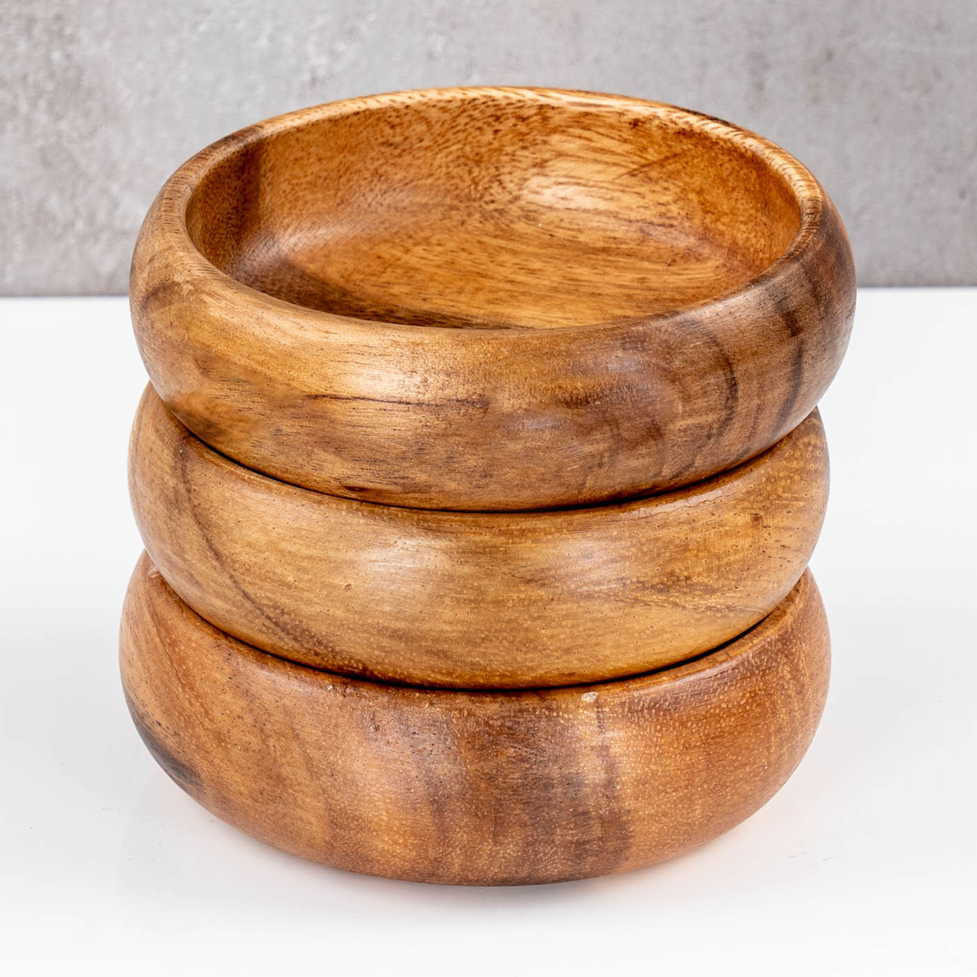 3er Set Snackschale Holz Akazie Ø10cm Design Dip Schale Obstschale Dekoschale