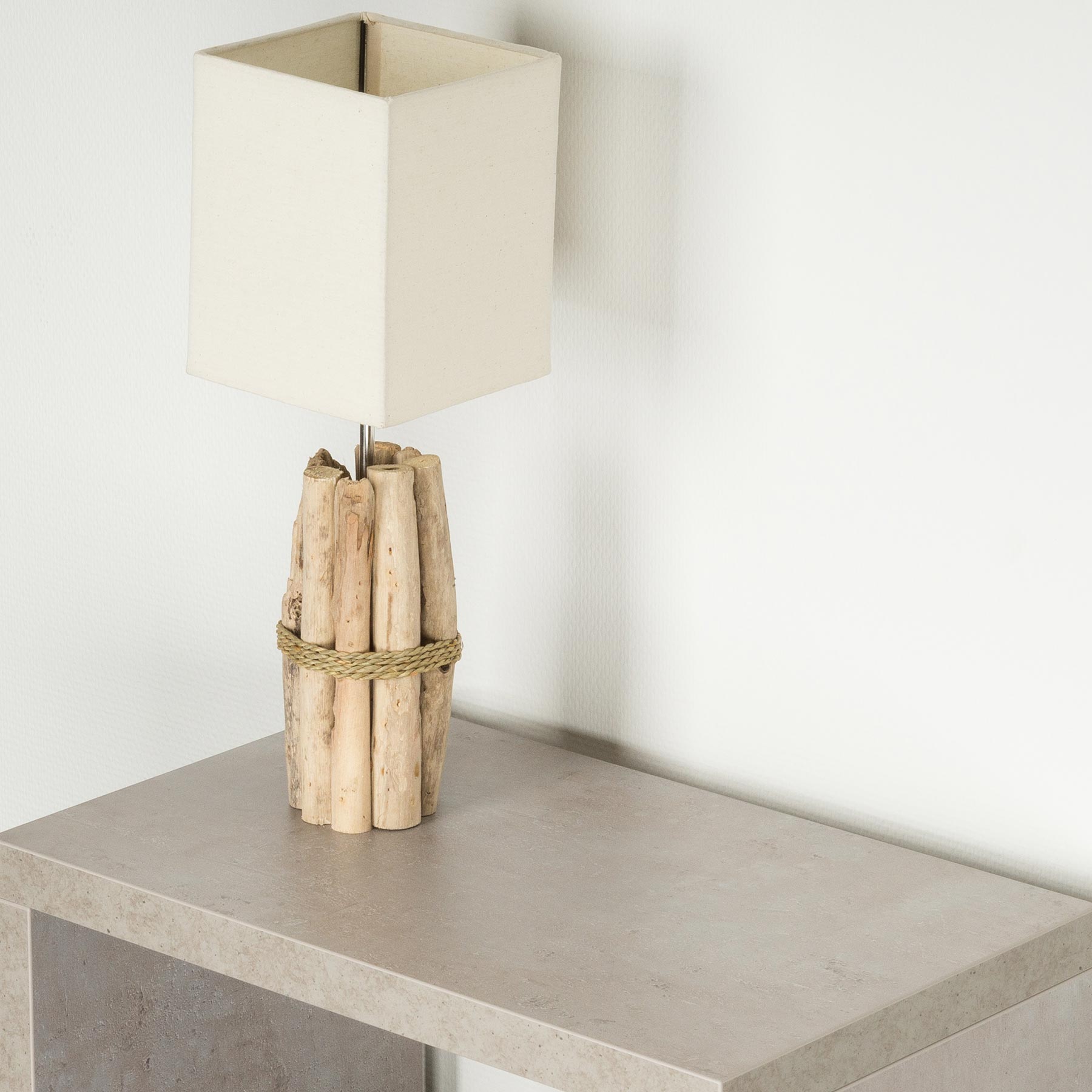 Tischlampe 17x50x17cm Treibholz Tischleuchte Unikat Holz Lampe Licht