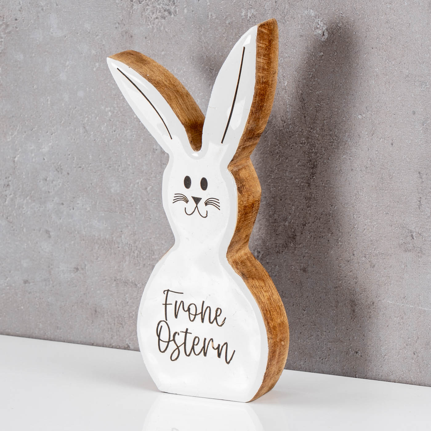 Deko Aufsteller Hase H21cm Mango Weiß Natur Braun Tischdeko Osterhase Osterdeko