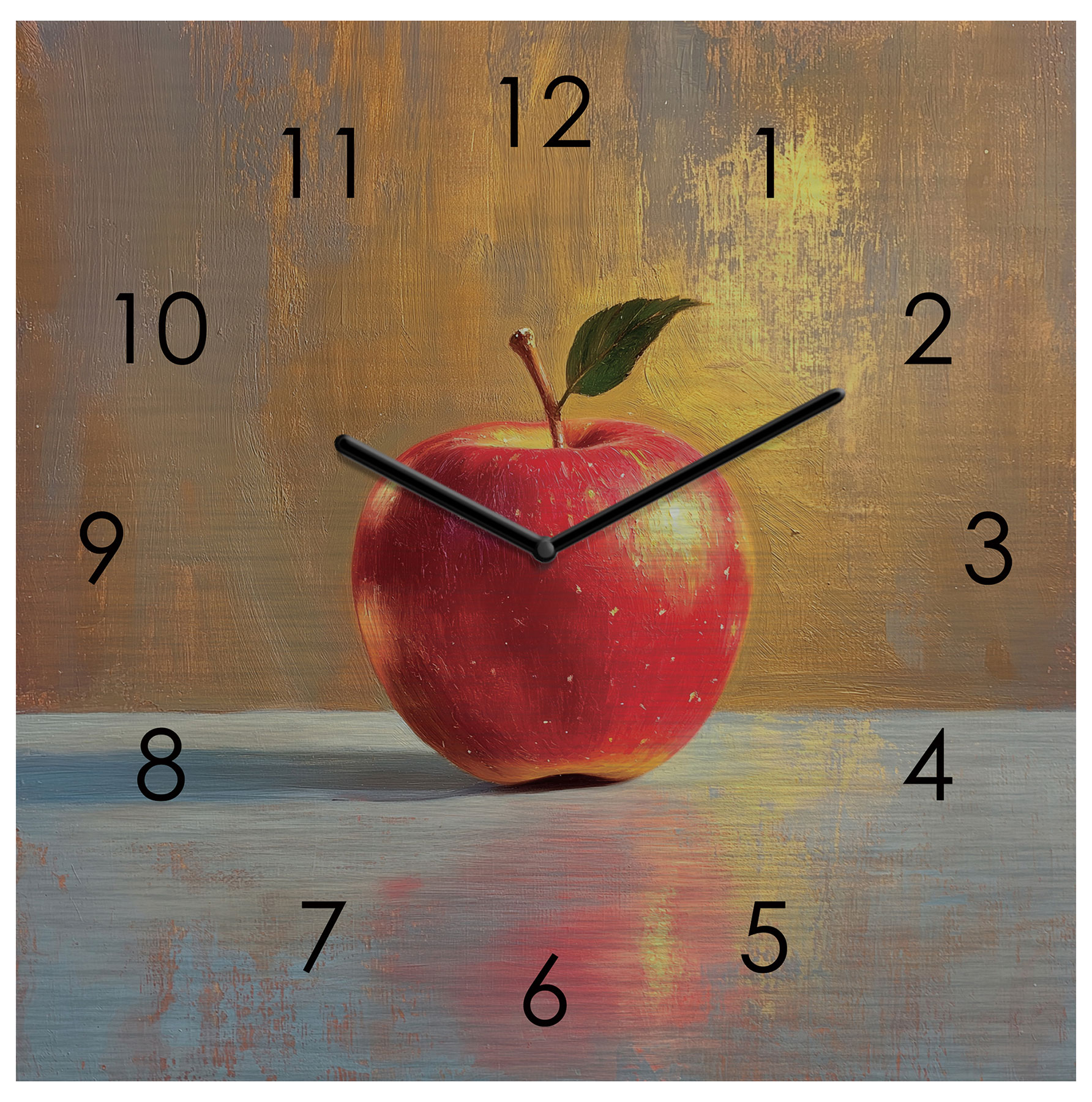 Wanduhr 30x30cm Metall Abstrakt Apfel Gold Gewischt Design Metalluhr Wandkunst