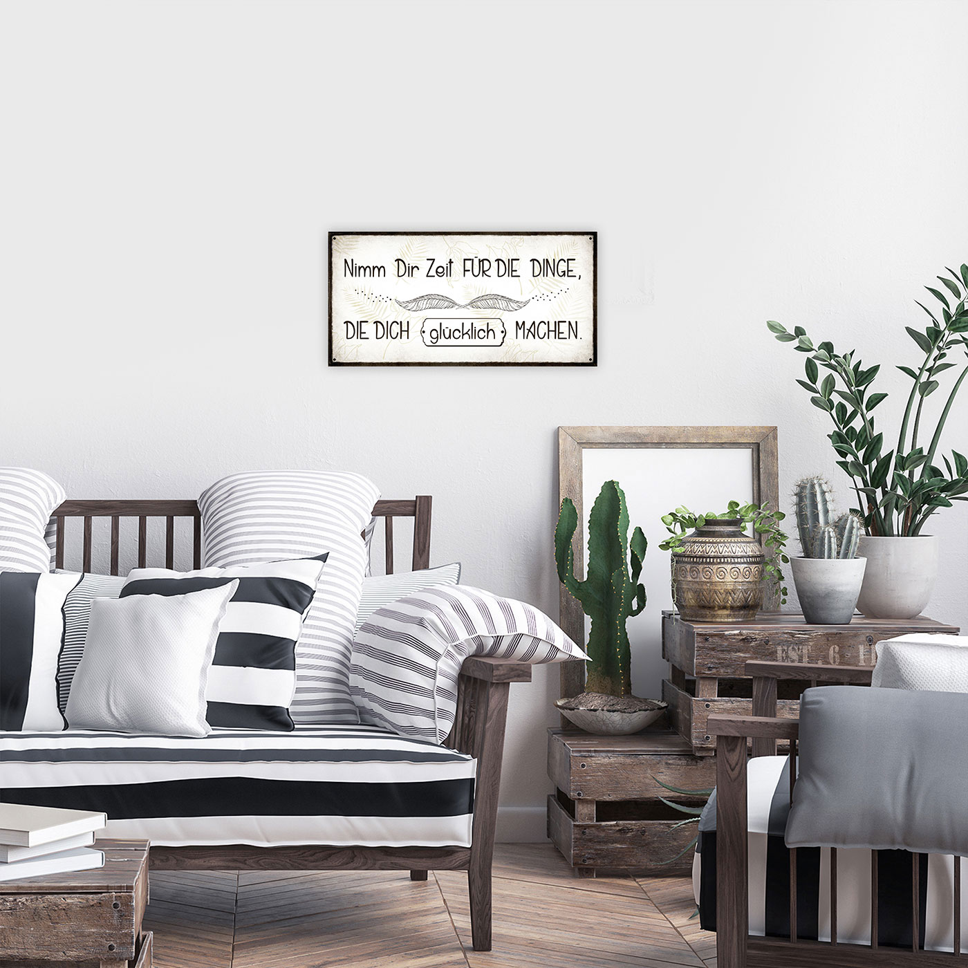 Wandbild 40x20cm Nimm dir Zeit Glück Spruch Deko Wandschild Freunde Bild Deko