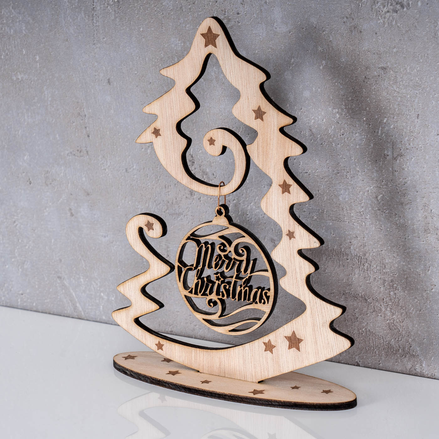 Deko Weihnachtsbaum Birkenholz Merry Christmas Weihnachten Aufsteller Holz