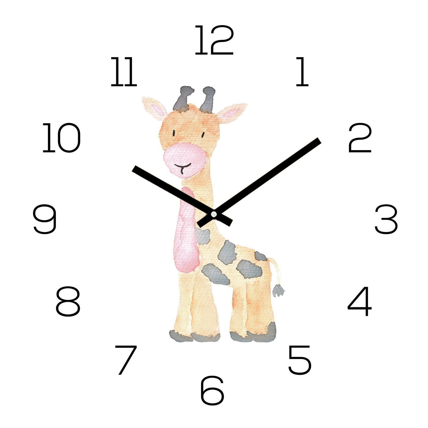 Wanduhr Zootiere 30x30cm Glas Giraffe Kinder Uhr Glasbild Tiermotiv Wanddeko