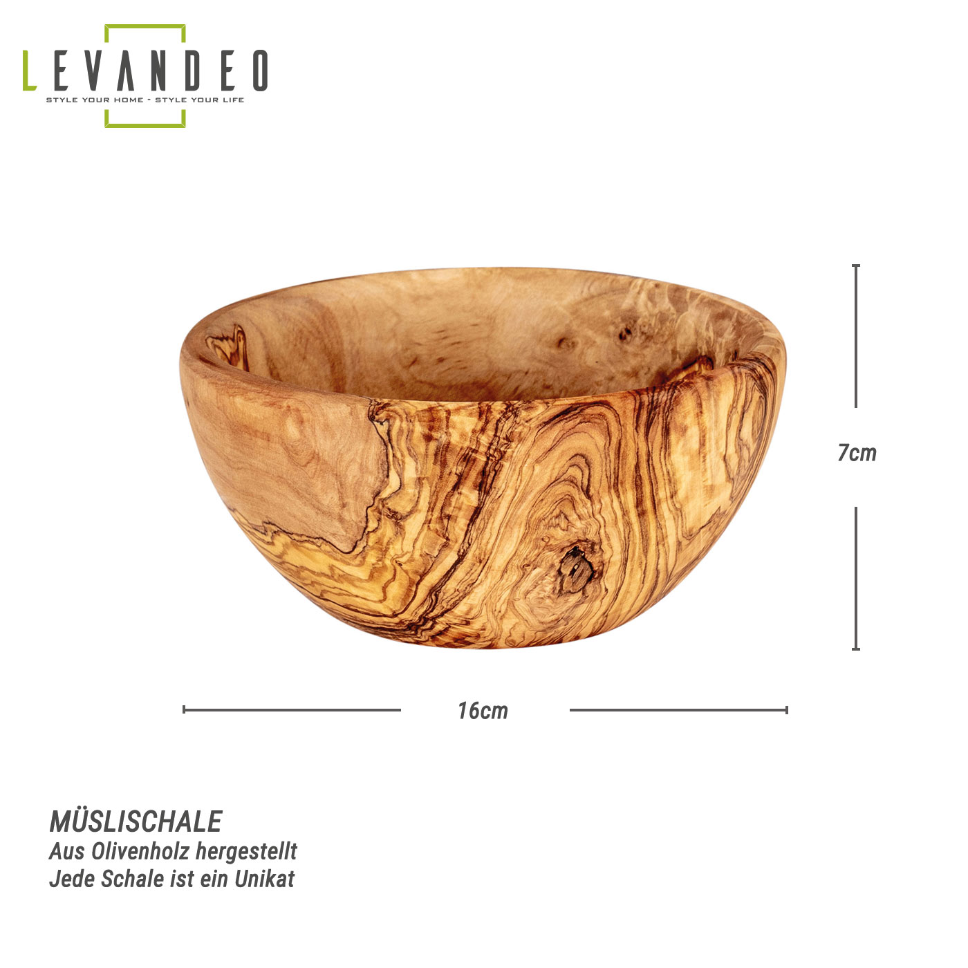 Schüssel ca. 16cm Schale Holz Olivenholz Holzschale Salatschüssel Natur Unikat