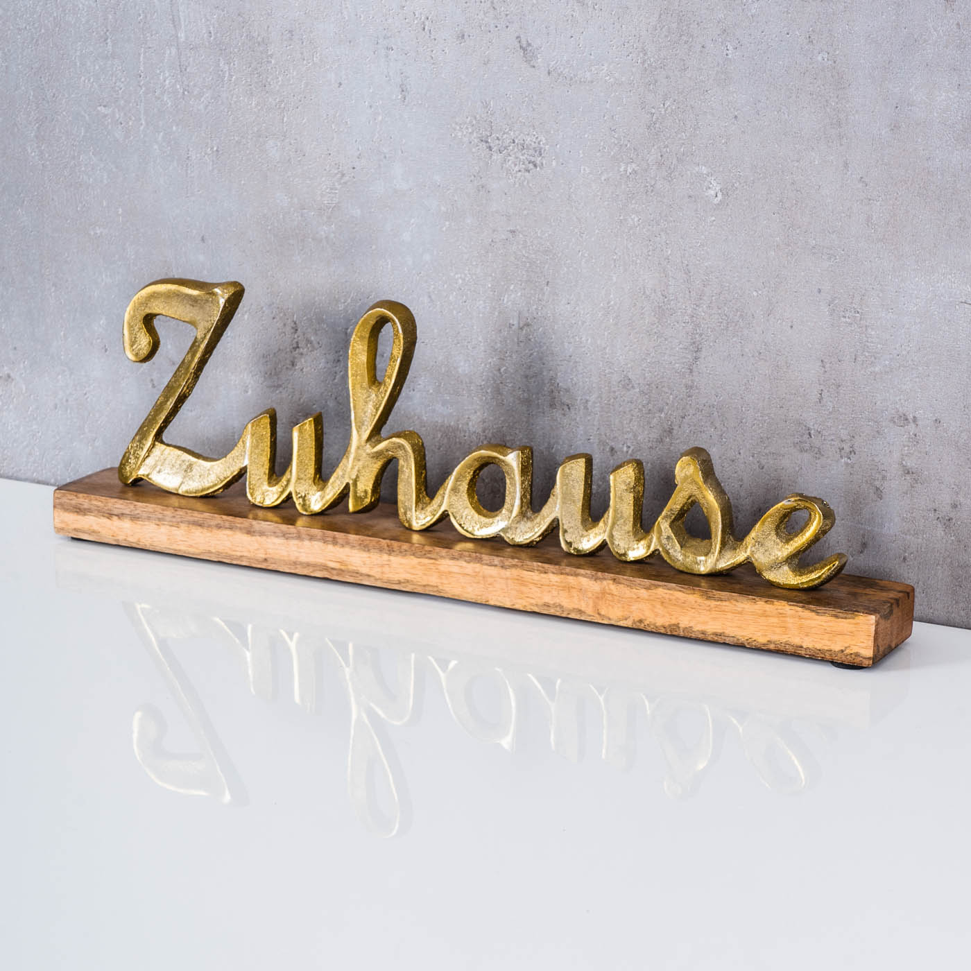 Zuhause Schriftzug L40cm Metall Gold Mango Holz Aufsteller Buchstaben Tisch-Deko