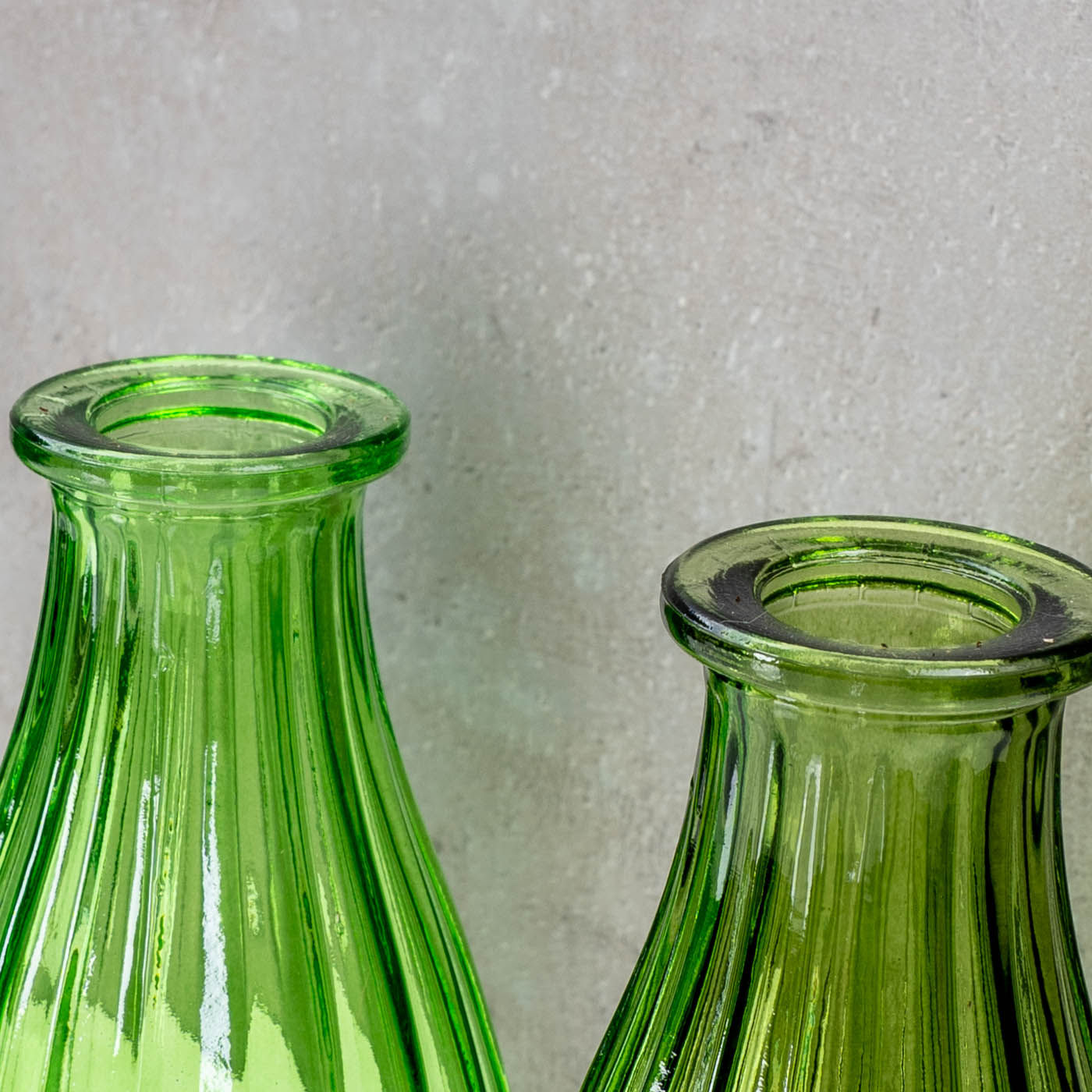 3er Set Vase Glas Grün H14cm Flasche Blumenvase Tischdeko Frühling Blumendeko Deko