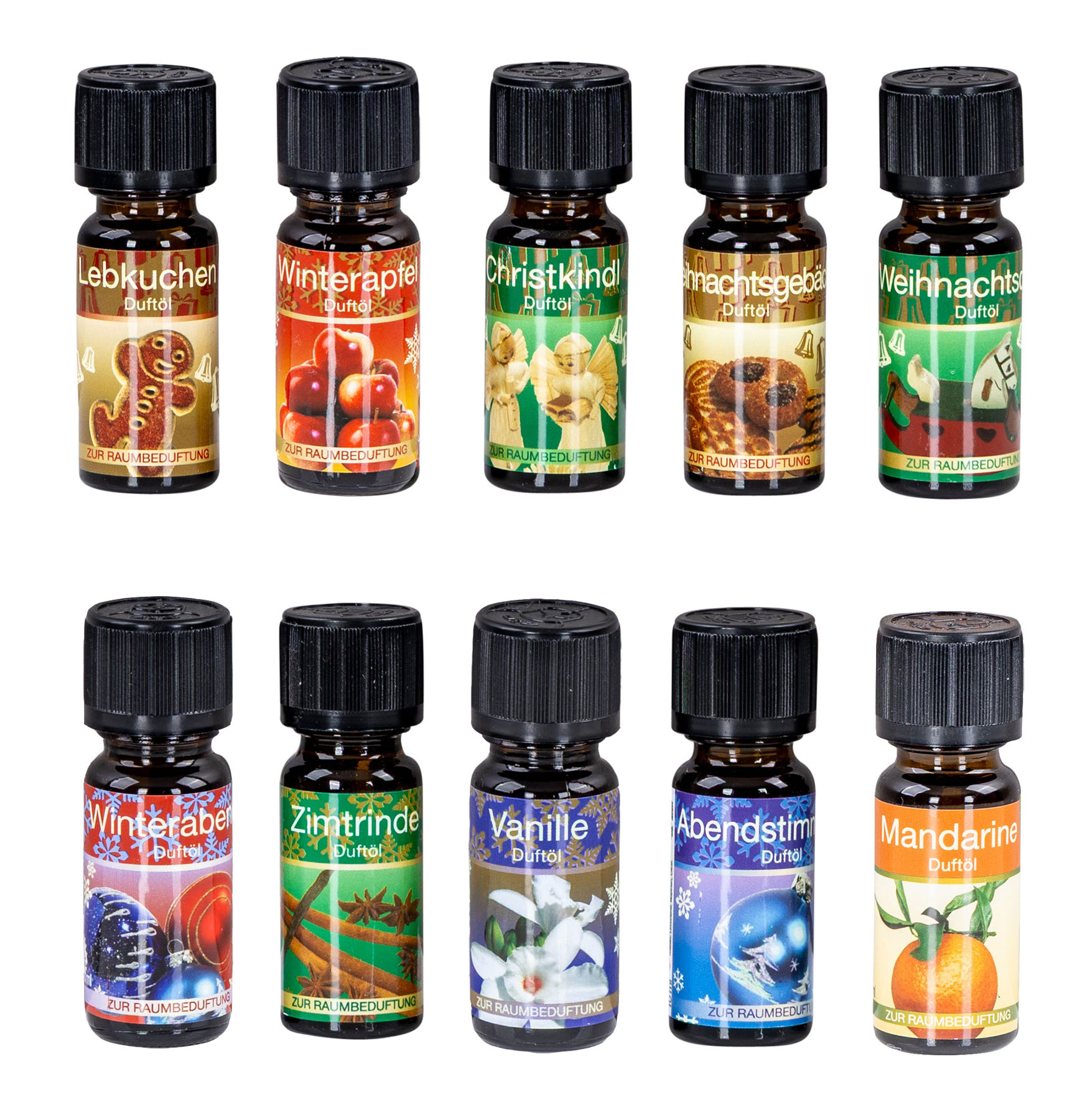 10er Set Weihnachtsduft Duftöle je 10ml für Duftlampen Raumduft Lufterfrischer