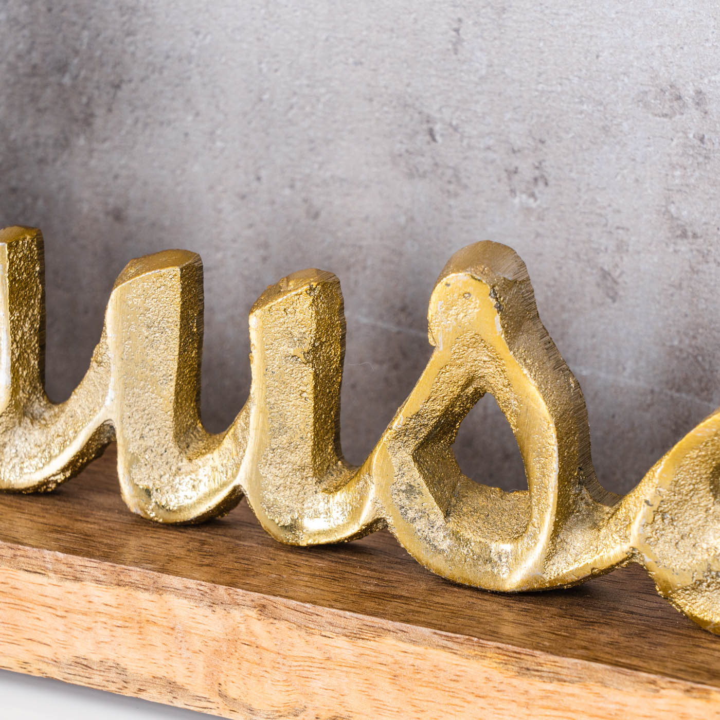 Zuhause Schriftzug L40cm Metall Gold Mango Holz Aufsteller Buchstaben Tisch-Deko