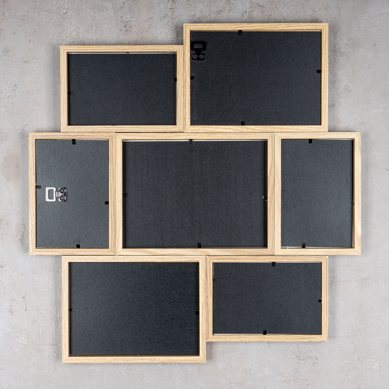 Bilderrahmen Collage B x H 46x47cm 7 Fotos 10x15 13x18 15x20 Natur Eiche Holz