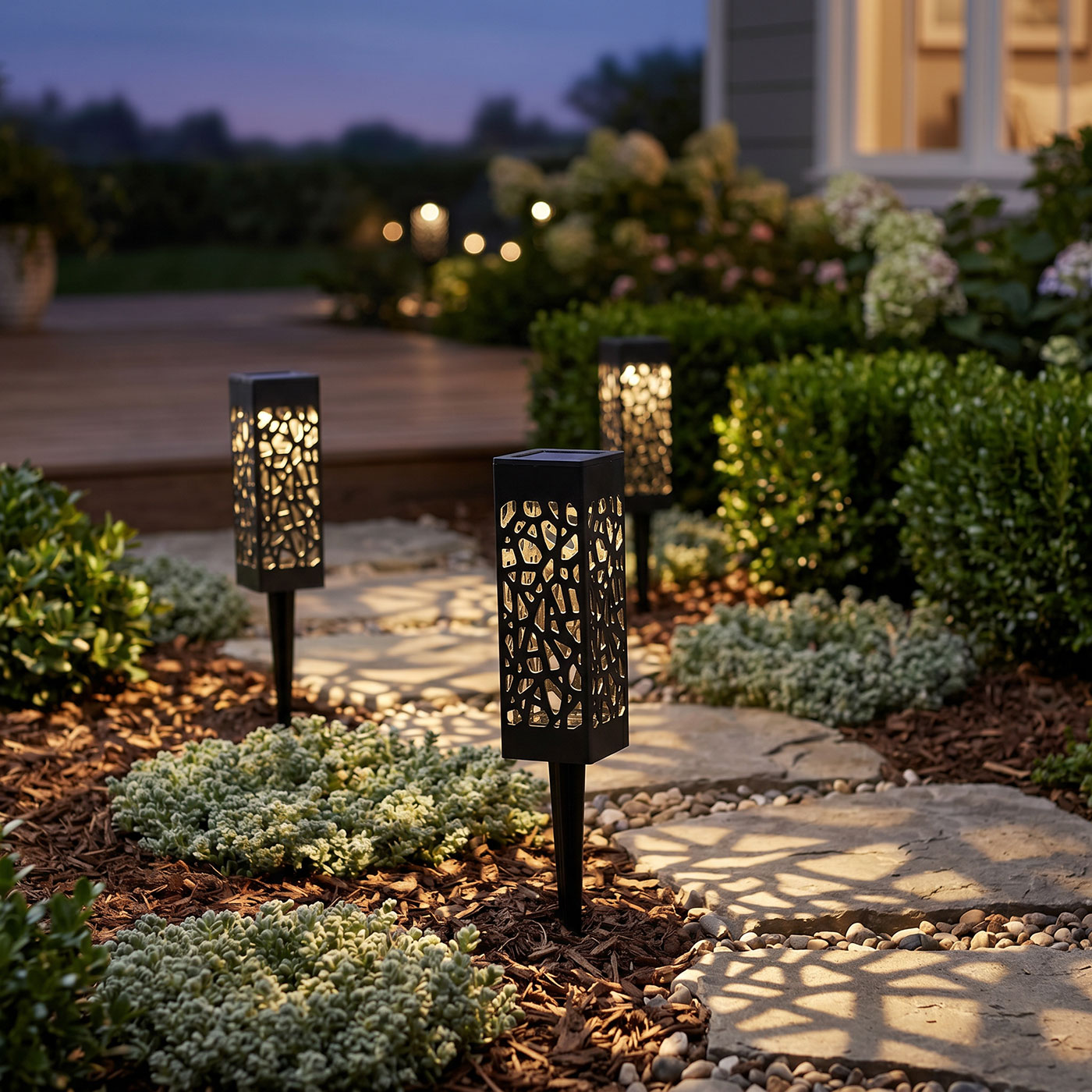 2er Set Garten Solarleuchte LED Solarlampe Dekoleuchte Warmweiß Garten-Deko