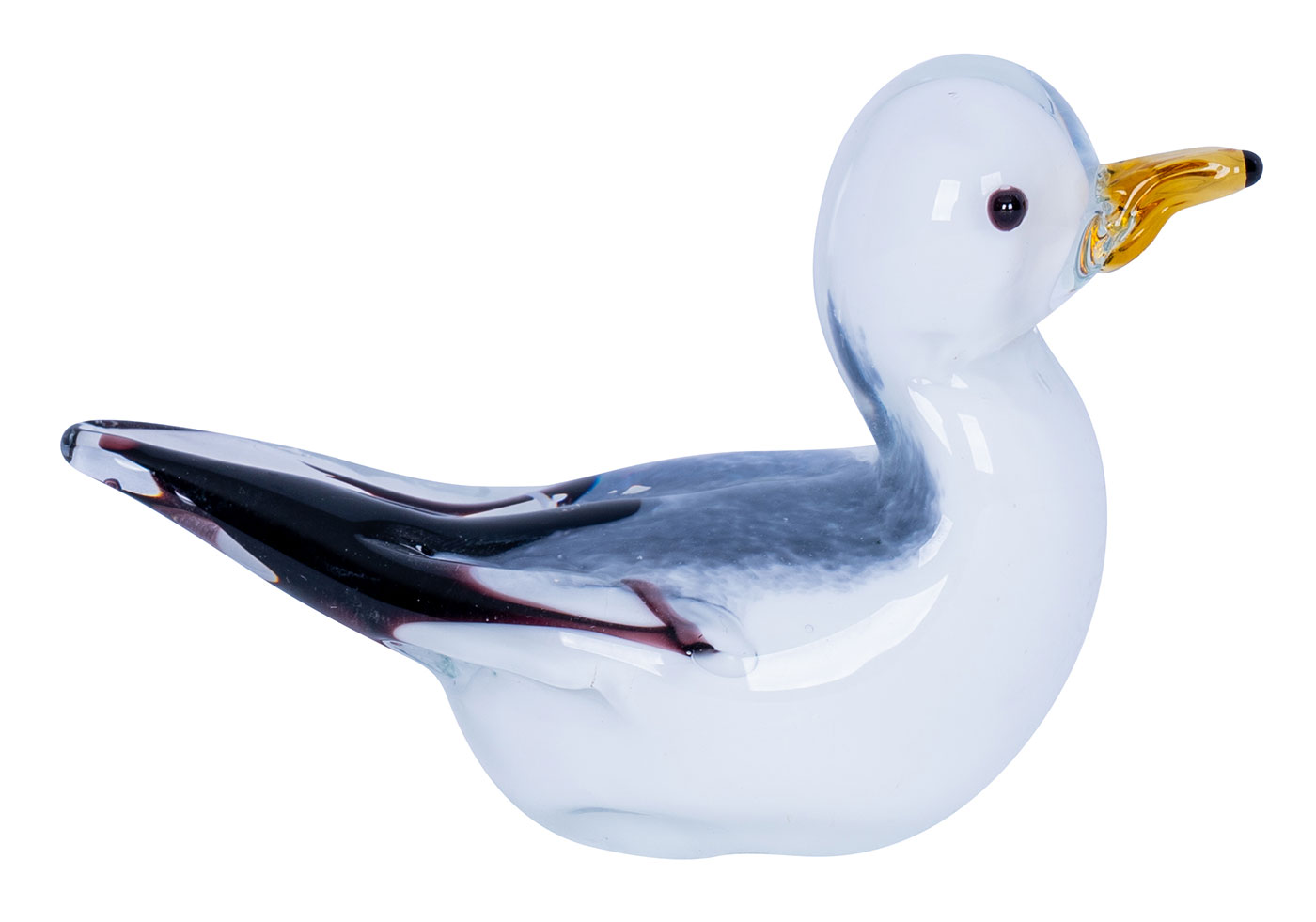Designer Skulptur Möwe H8cm Glas Glasdeko Weiß Blau Deko Maritim Unikat Geschenk