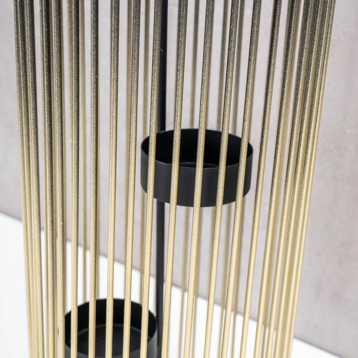 Teelichthalter Säule H34cm Schwarz Gold Metall Kerzenhalter Tischdeko Kerze Deko