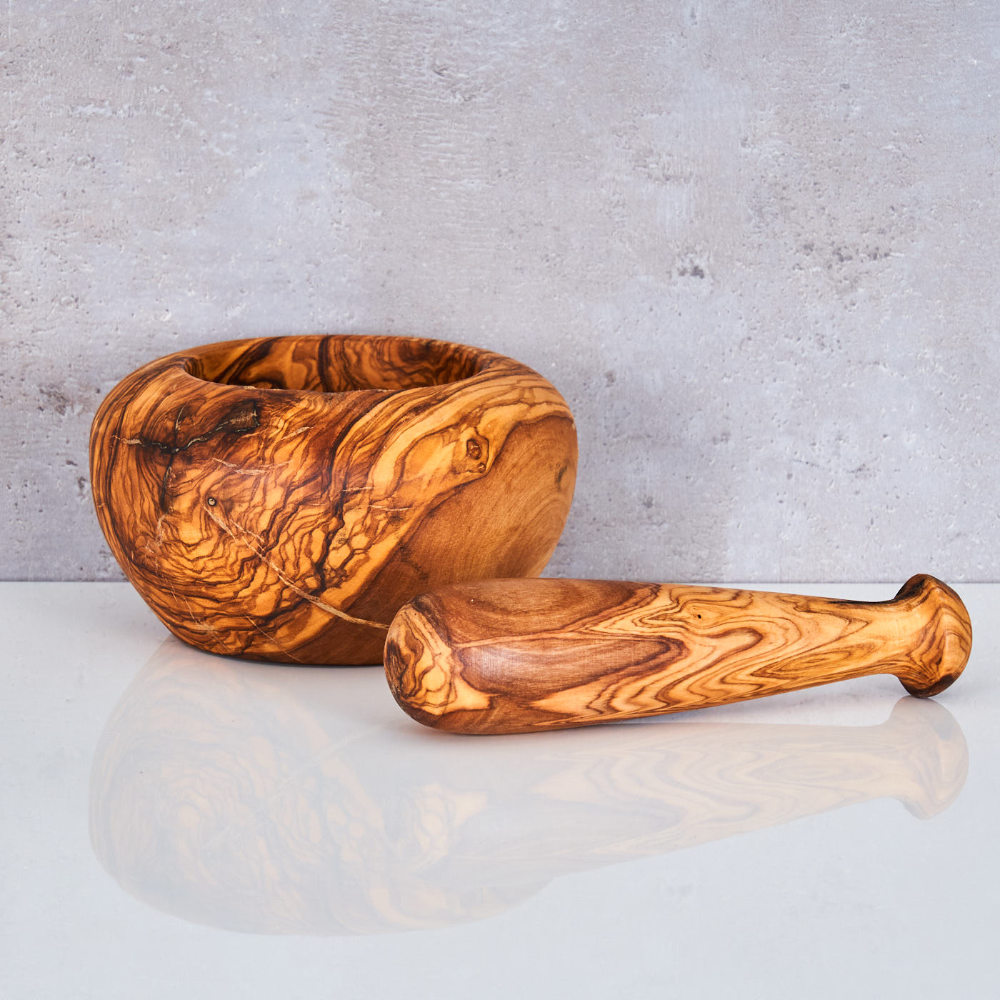 Mörser H6cm Olivenholz Holzmörser Stößel Holz Gewürzmühle Küche Natur Unikat