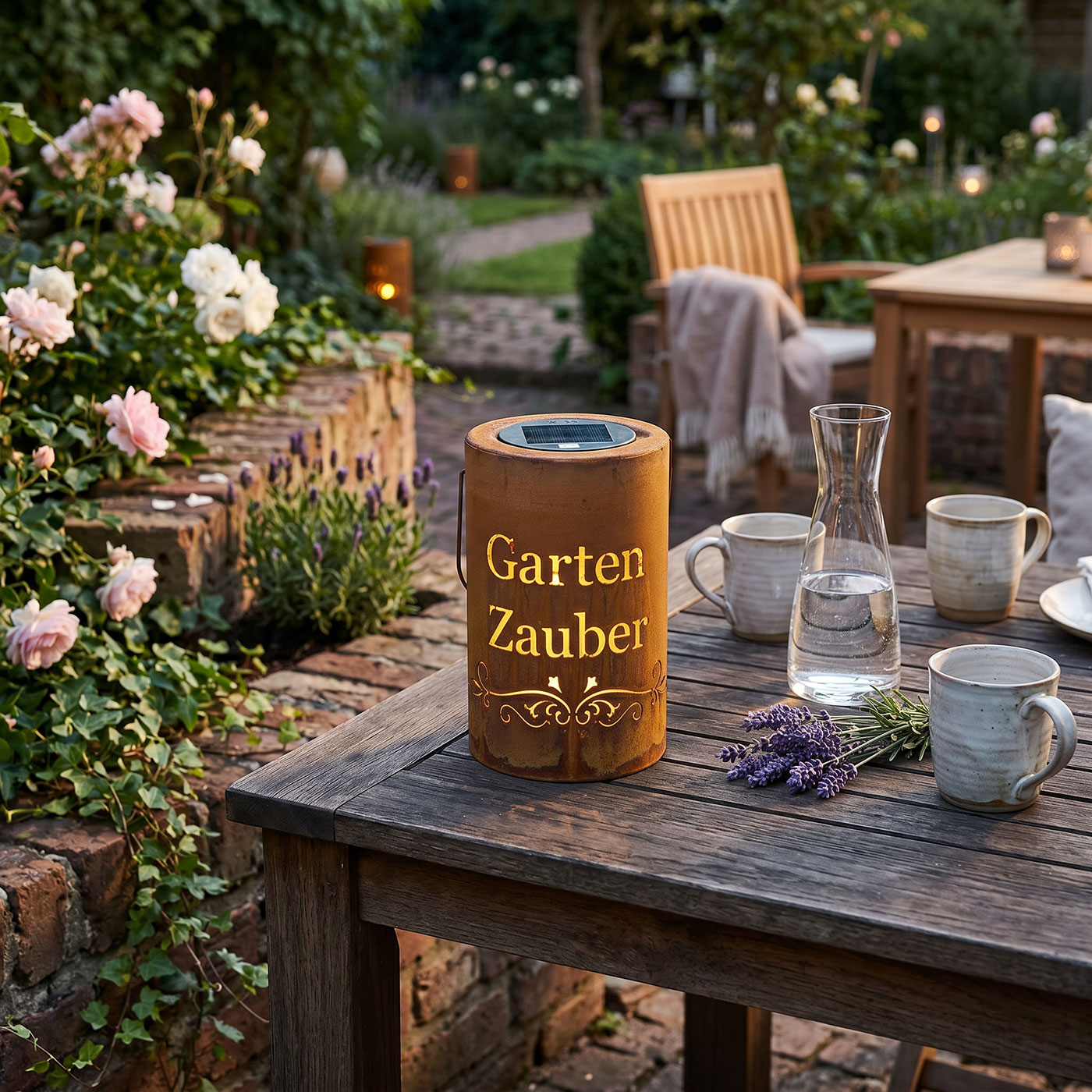 Solar Laterne Garten Zauber H20cm Gartenleuchte Edelrost Solarleuchte Gartendeko