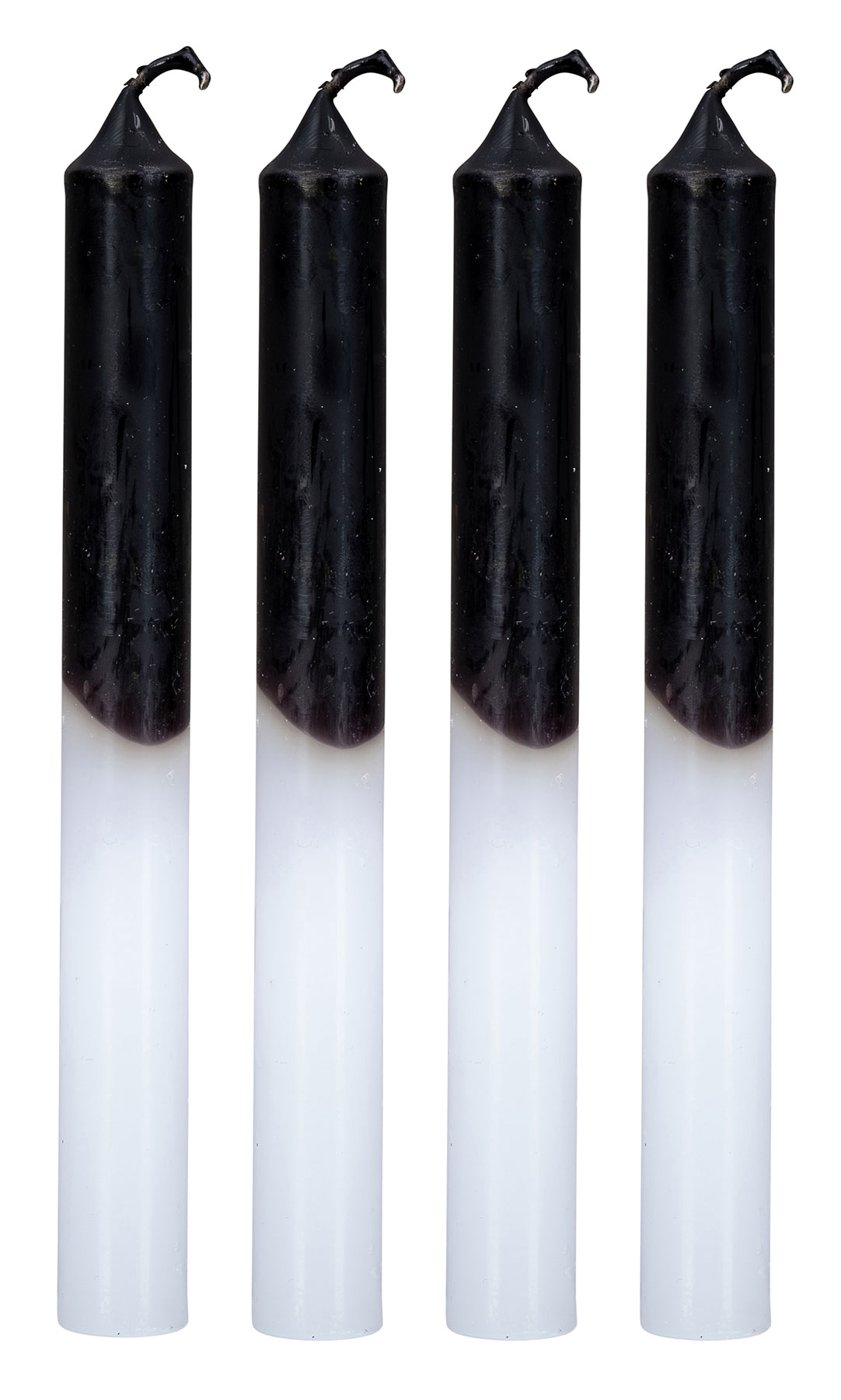 4er Set Stabkerzen H20cm Schwarz Weiß Farbverlauf Dip Dye Kerzen Deko Tischdeko