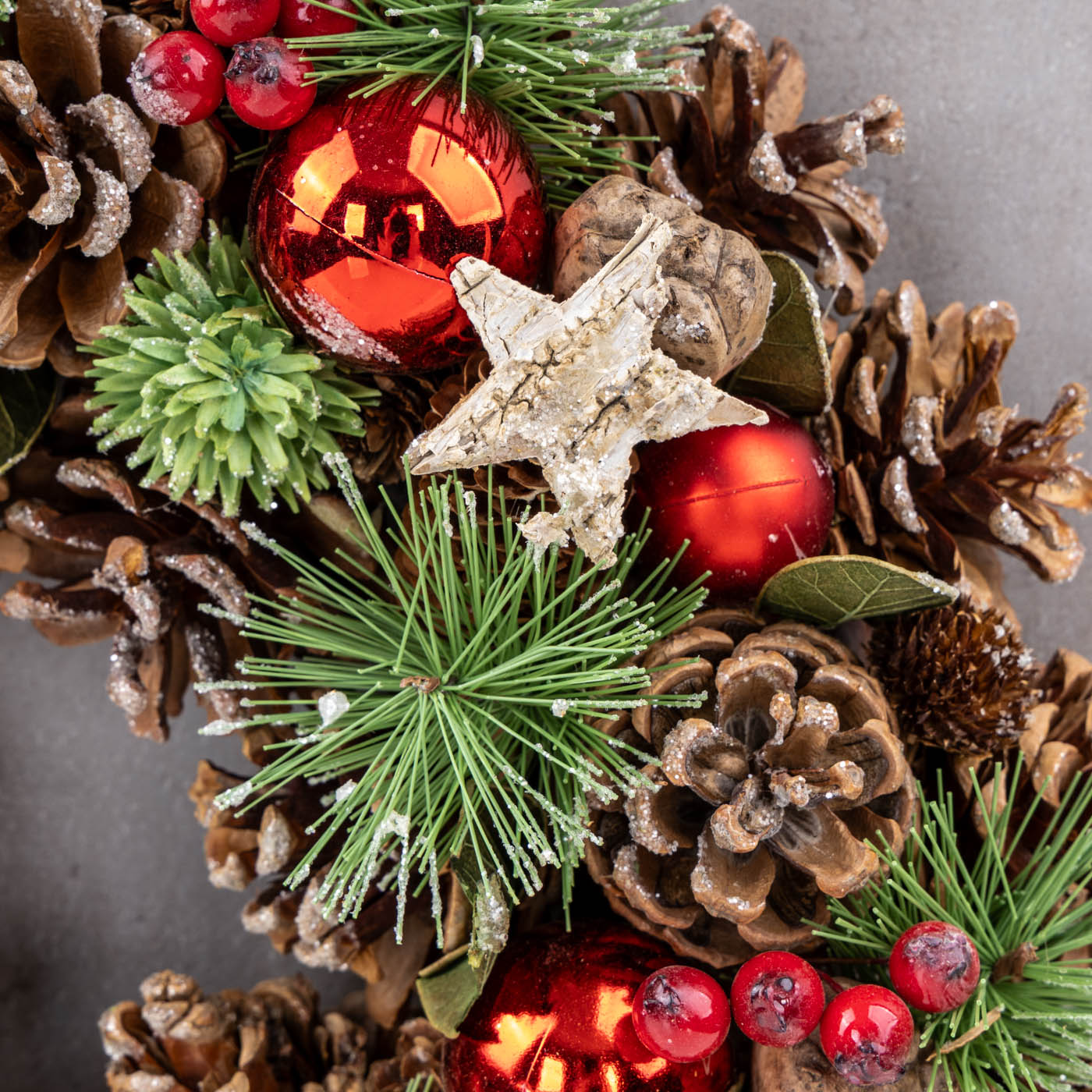 Weihnachtskranz 34cm Türkranz Tischdeko Weihnachten Zapfen Adventskranz Deko