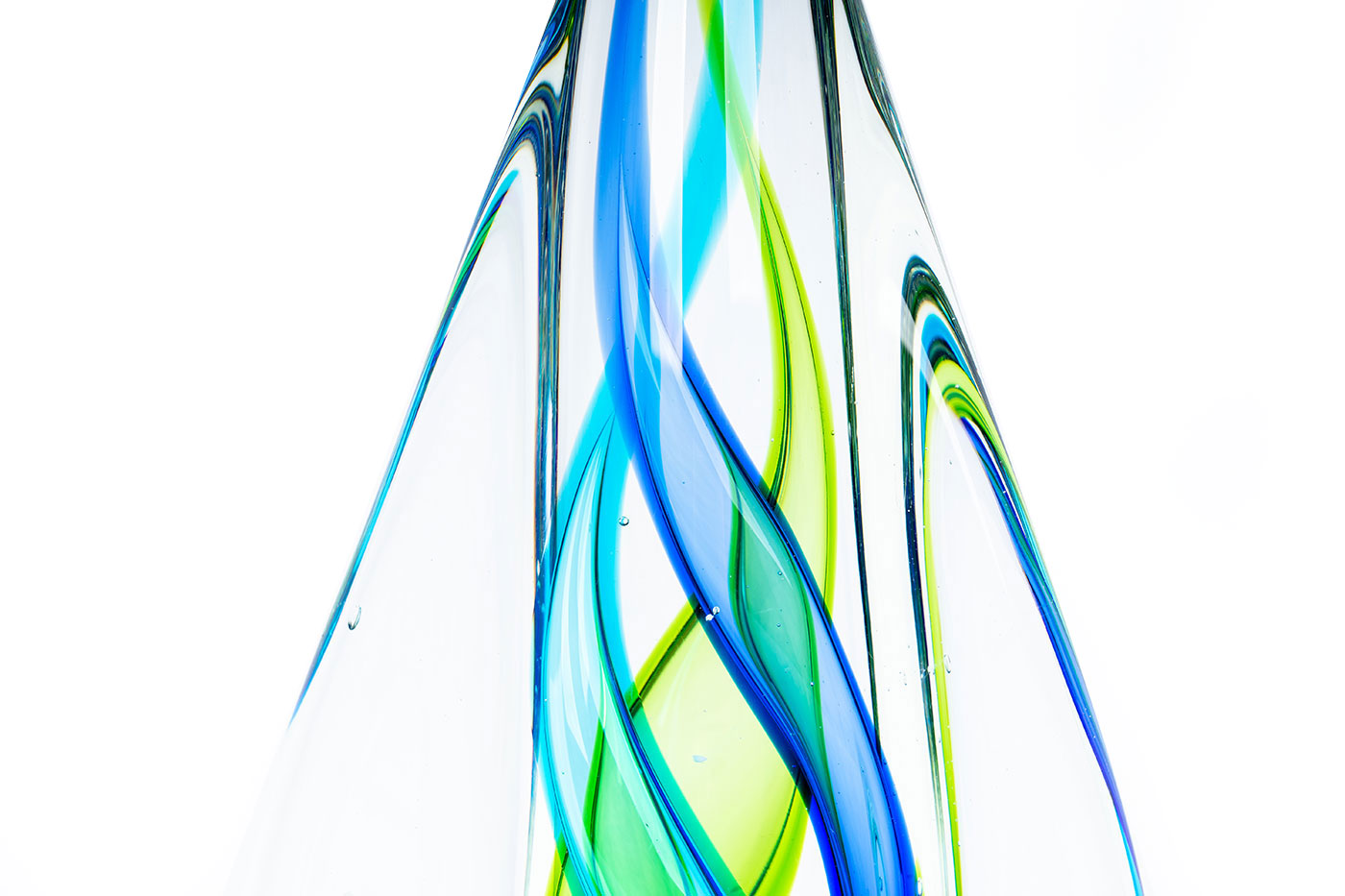 Designer Skulptur 34cm Hoch Glas Design Glasskulptur Glasdeko Blau Grün Unikat