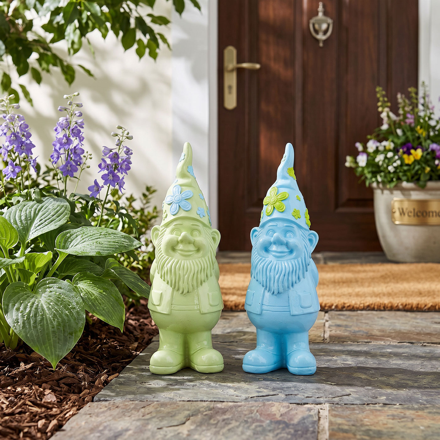 2er Set Gartenzwerg H27cm Deko Figuren Wichtel Kunstharz Gartendeko Tischdeko