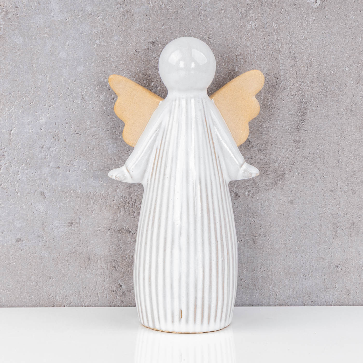 Deko Engelfigur H17cm Porzellan Weiß Schutzengel Weihnachtsdeko Tisch Aufsteller